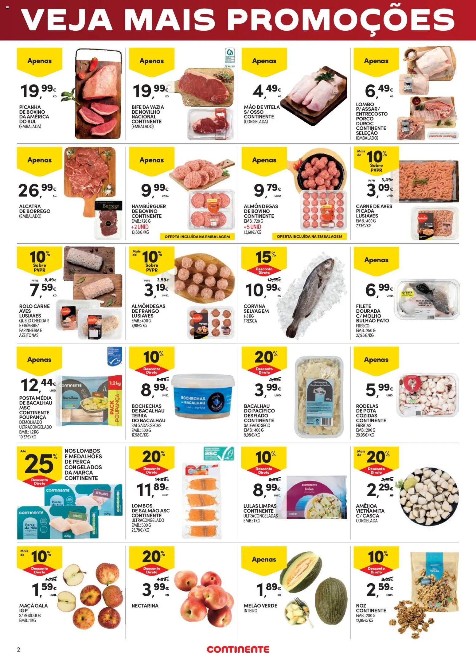 Continente - Fim de Semana │ válido de 23.01.2026 | Página: 2 | Produtos: Azeitonas, Bacalhau, Salmão, Maça