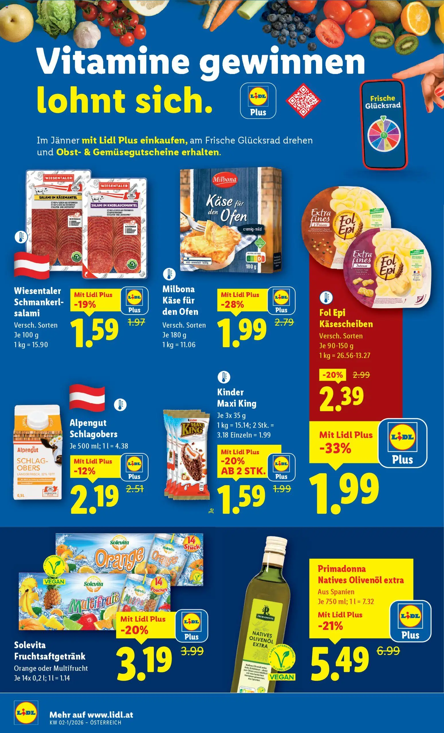 Lidl Eisenstadt, Ebenfurth, Mattersburg gültig ab 02.01.2026 | Seite: 38 | Produkte: Obst, Ofen, Käse, Salami