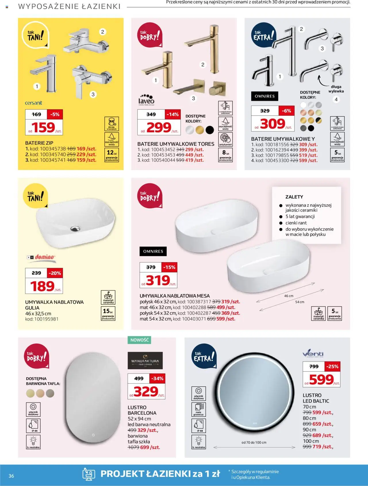 Komfort Gazetka od 17.09.2025 | Strona: 36 | Produkty: Baterie, Umywalka, Lustro