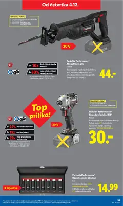 Parkside Performance® Aku udarni odvijač 1/4", Bezstupanjska regulacija broja okretaja. Prihvat alata: 1/4" šesterokutni. 4 podesiva stupnja zakretnog momenta: 120/150/190/226 Nm - Pregled kataloga iz trgovine Lidl, vrijedi od 01.12.2025 | Stranica: 55
