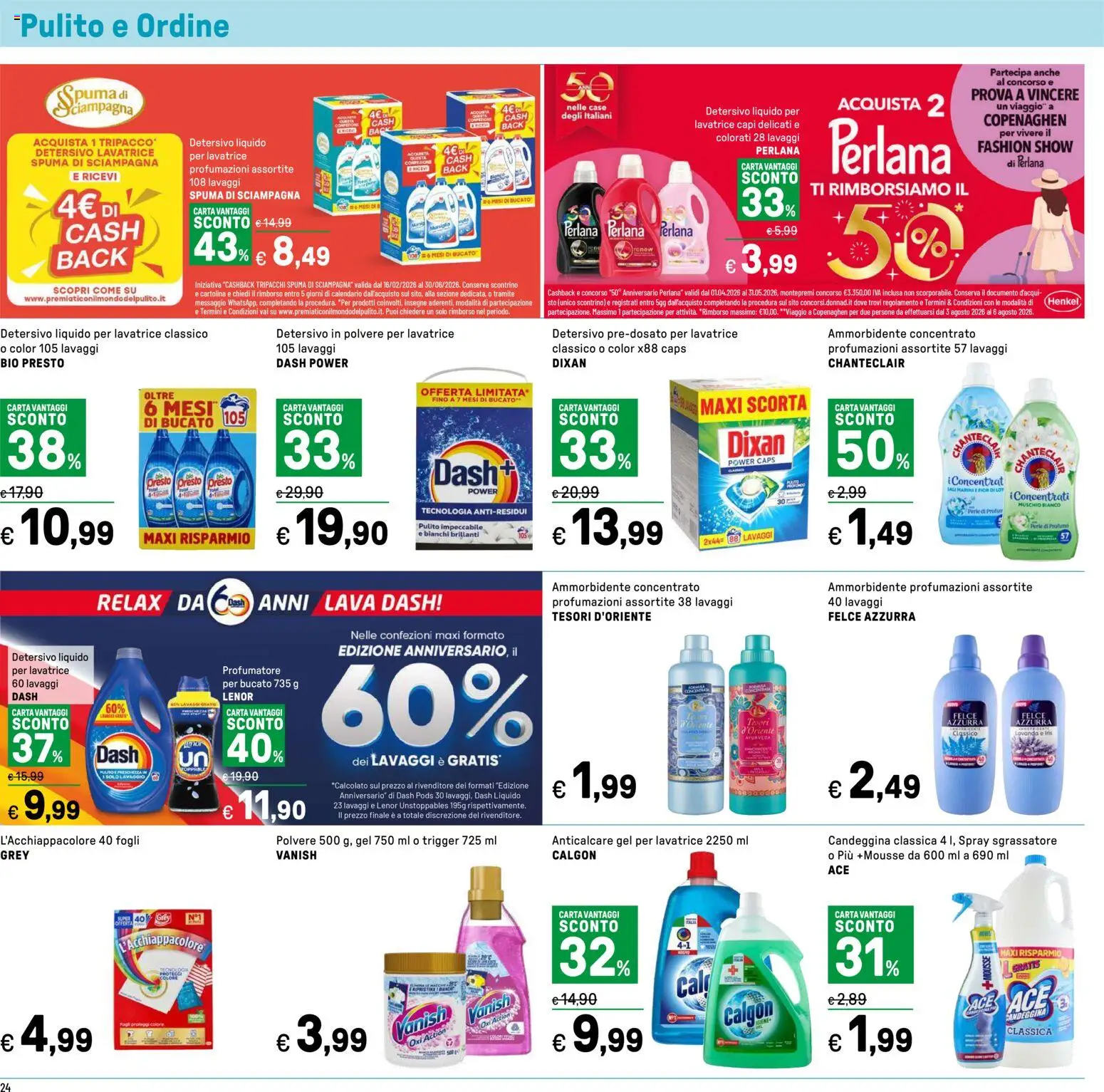 Volantino Iper del 24.04.2026 | Pagina: 24 | Prodotti: Candeggina, Anticalcare, Sgrassatore, Lavatrice