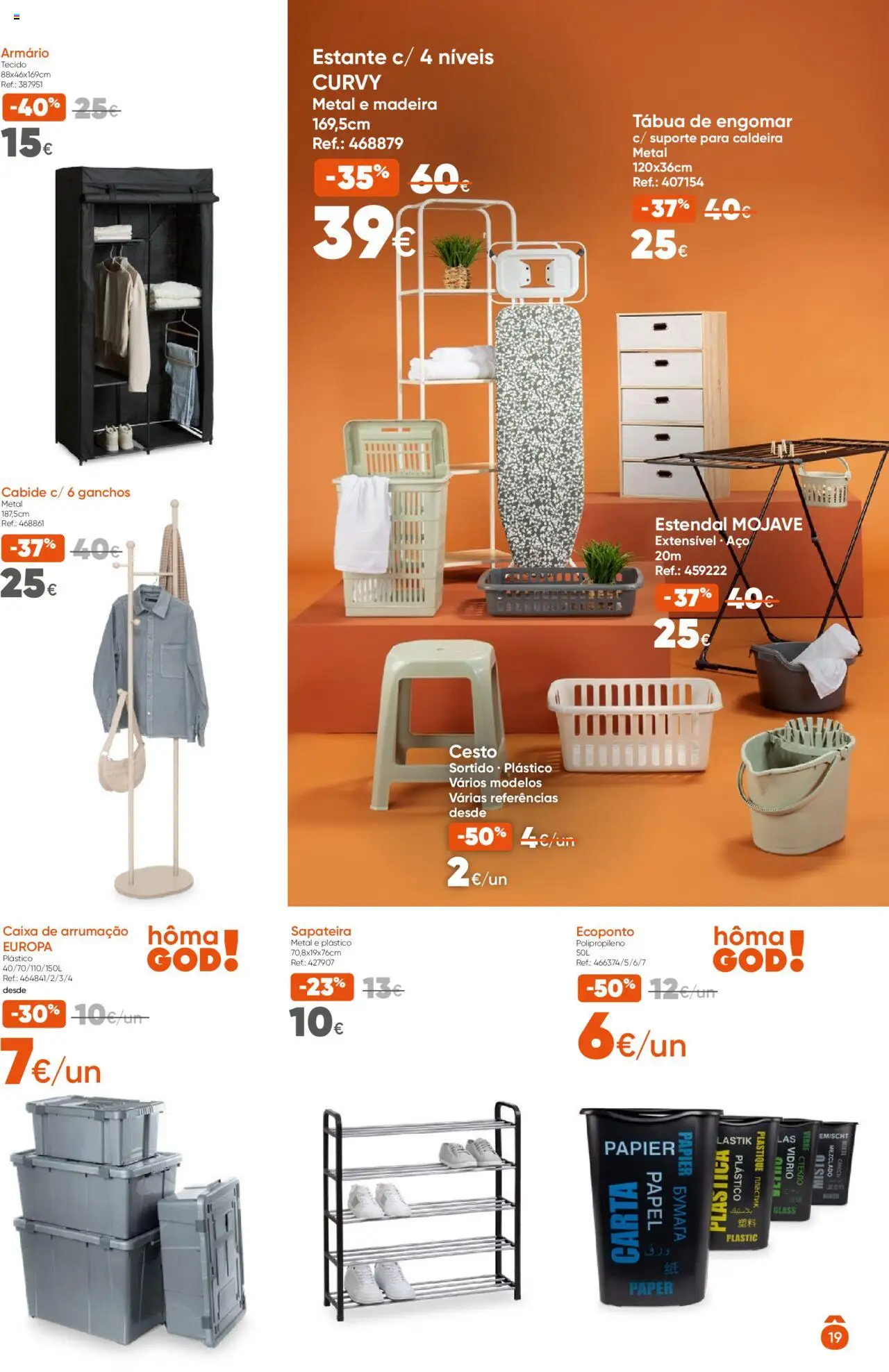 Hôma Catálogo │ válido de 22.08.2025 | Página: 19 | Produtos: Tábua, Caixa, Cabide, Sapateira
