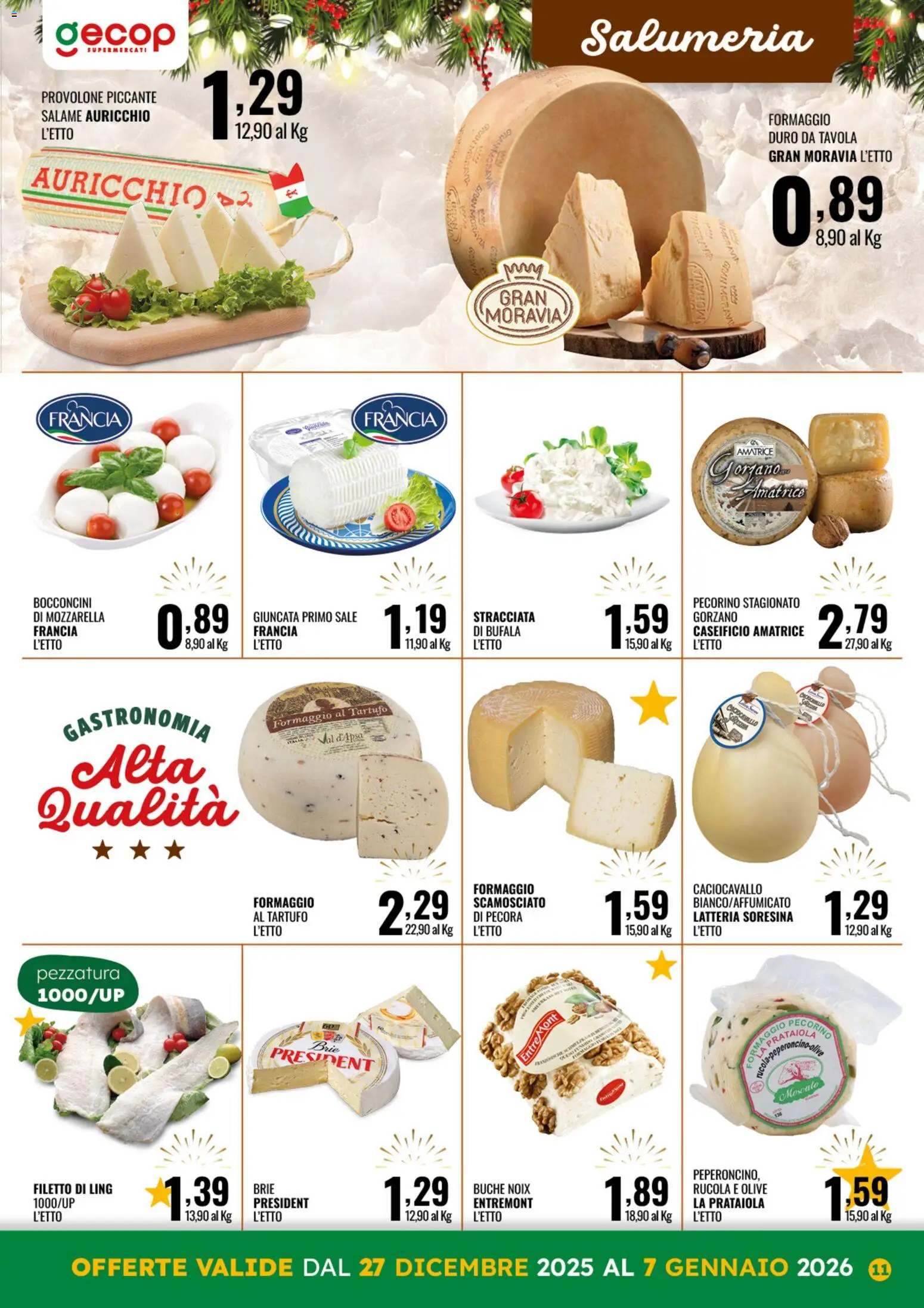 Volantino GECOP del 27.12.2025 | Pagina: 11 | Prodotti: Tartufo, Provolone, Mozzarella, Pecorino
