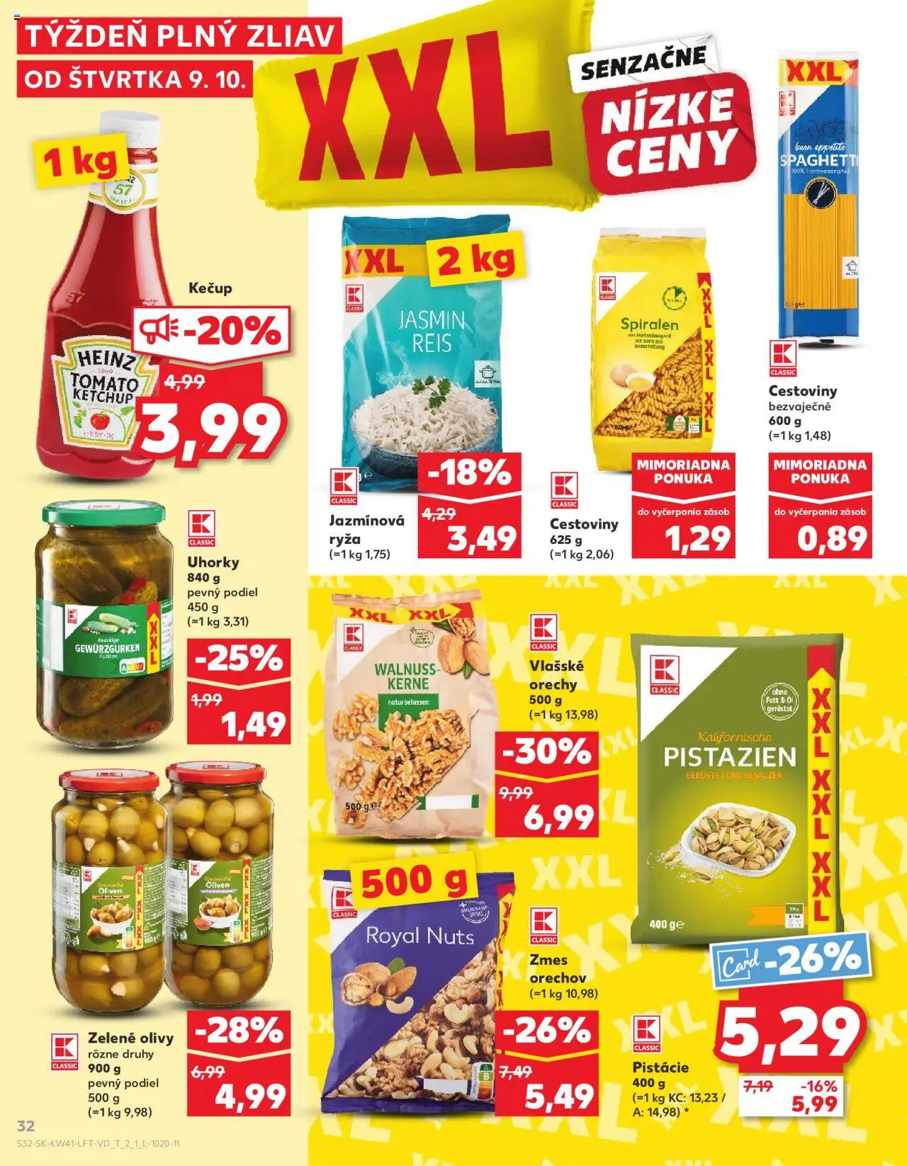 Nové Kaufland akcie – leták je platný od 09.10.2025 | Strana: 32 | Produkty: Ryža, Cestoviny, Orechy, Pistácie