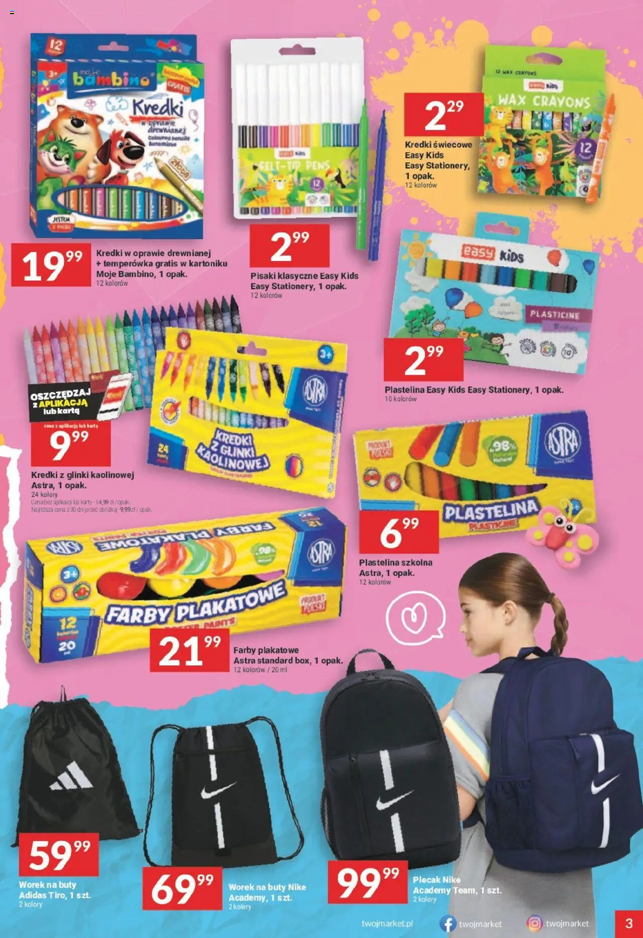 Twój Market Gazetka od 20.08.2025 | Strona: 3 | Produkty: Karta, Buty, Plecak, Temperówka