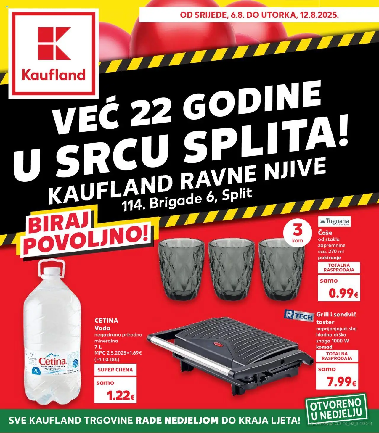 Kaufland katalog | vrijedi od 06.08.2025 | Stranica: 1 | Proizvodi: Toster, Tognana, Čaše, Voda