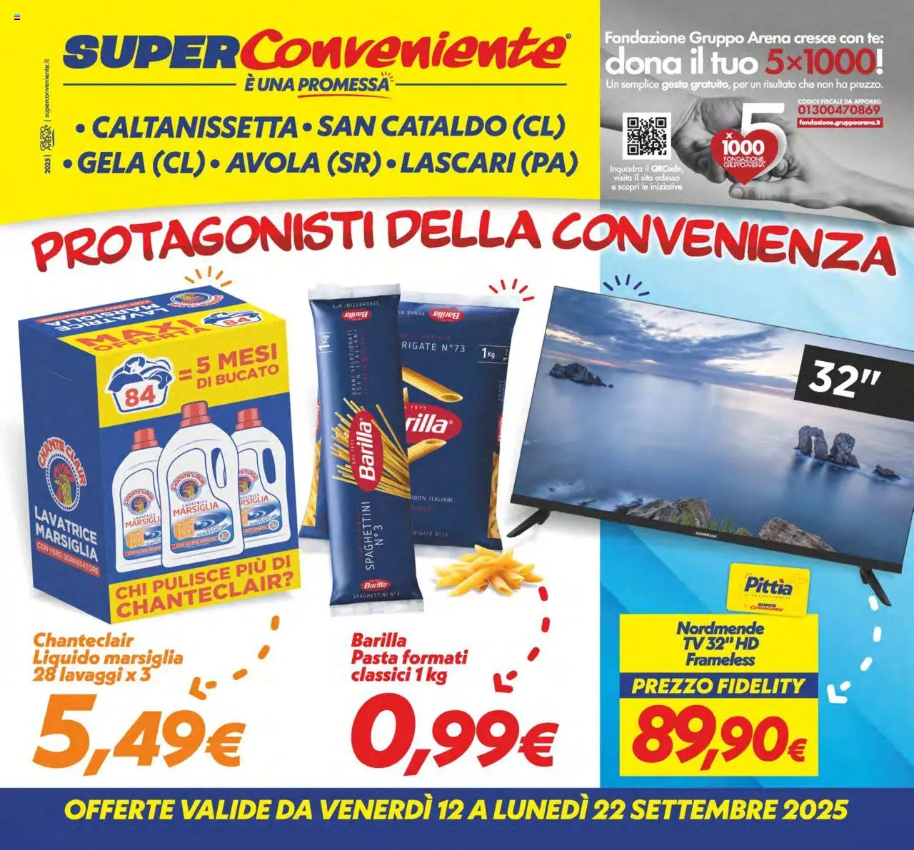 Volantino SuperConveniente del 12.09.2025 | Pagina: 1 | Prodotti: Sgrassatore, Lavatrice, TV, Penne