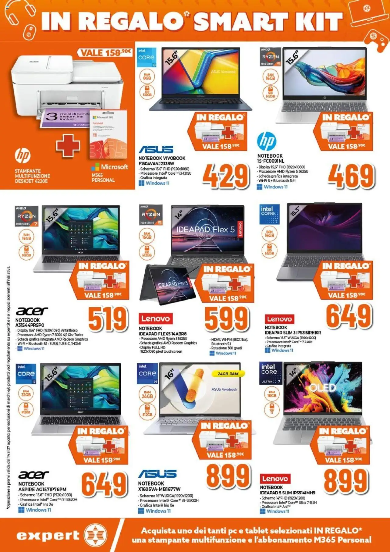 Volantino Expert del 14.08.2025 | Pagina: 2 | Prodotti: Schermo, Tablet, PC, Stampante