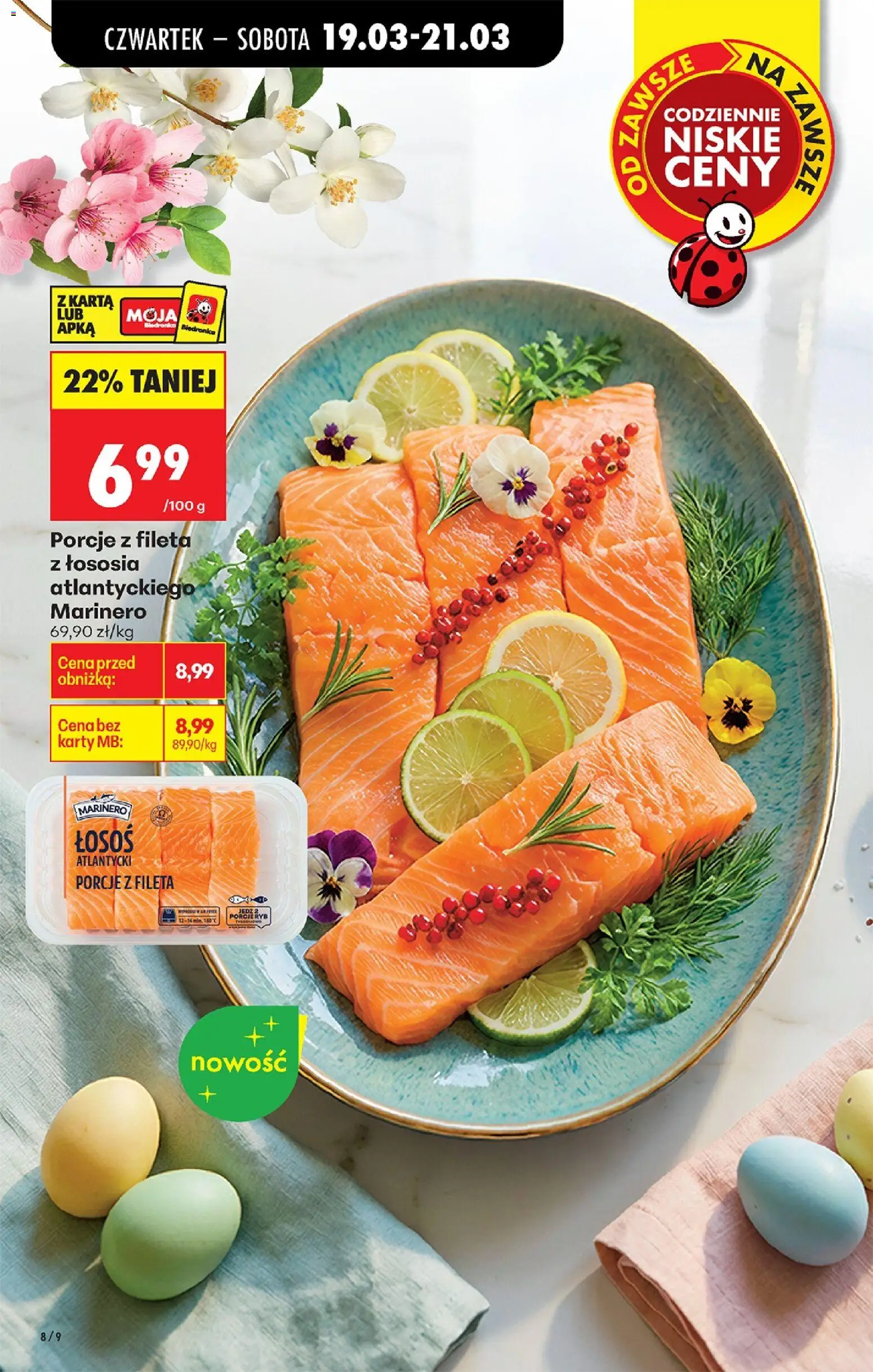 Biedronka gazetka od czwartku od 19.03.2026 | Strona: 12 | Produkty: Karta, Łosoś atlantycki, Łosoś