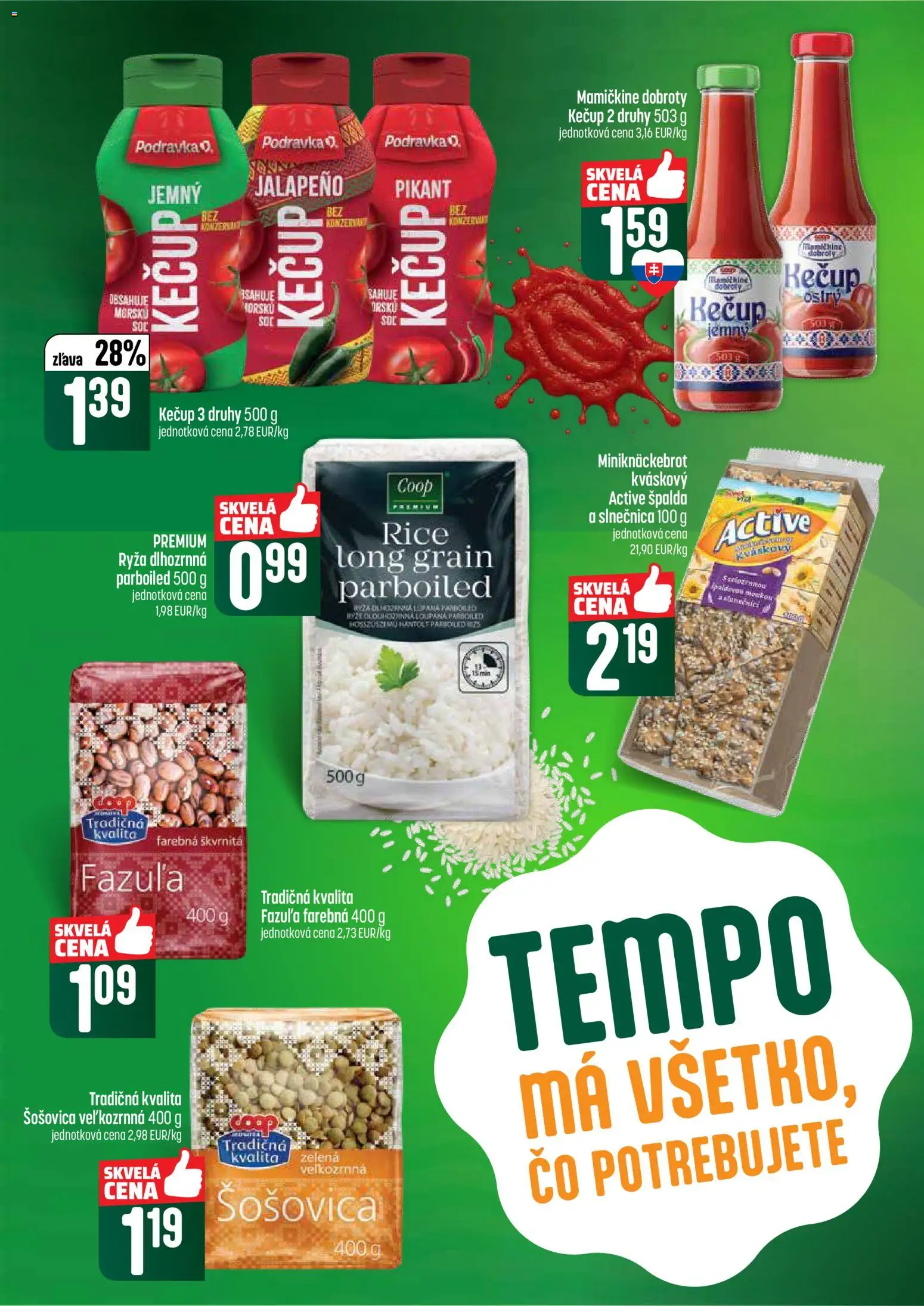 Nové COOP Jednota akcie – leták je platný od 16.04.2026 | Strana: 32 | Produkty: Ryža, Fazuľa, Šošovica, Kečup
