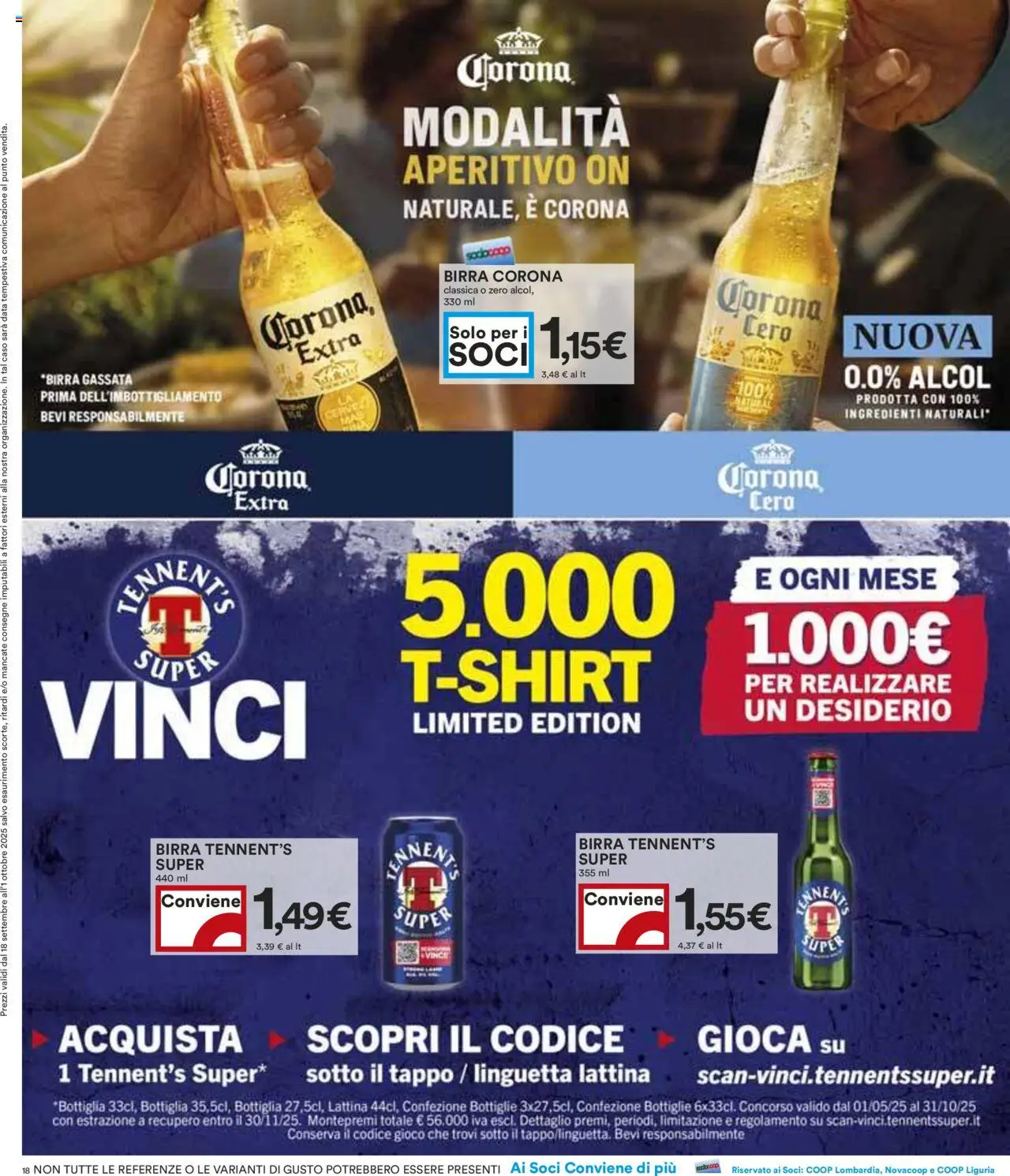 Volantino COOP del 18.09.2025 | Pagina: 18 | Prodotti: Tennent's, Birra, Data, Aperitivo