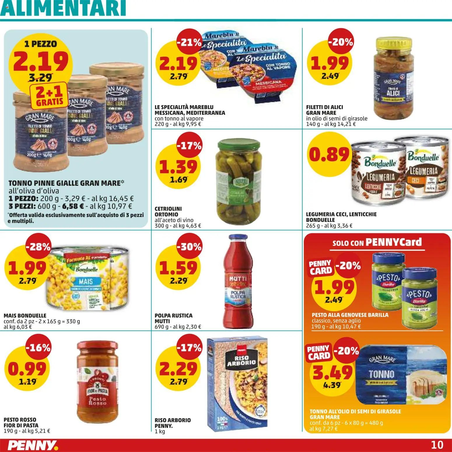 Volantino PENNY del 12.03.2026 | Pagina: 10 | Prodotti: Pasta, Tonno, Alici, Cetriolini