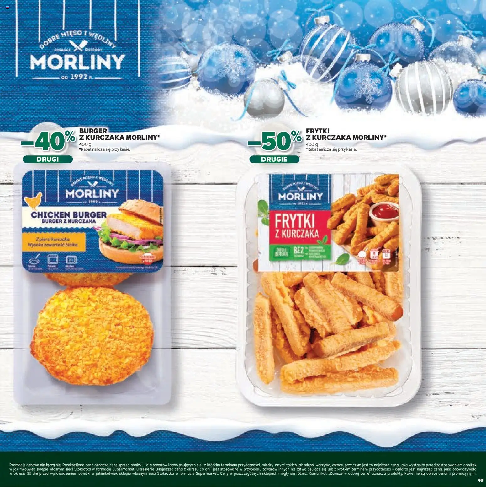 Stokrotka Gazetka - Boże Narodzenie od 11.12.2025 | Strona: 49 | Produkty: Piersi, Mięso, Wędliny, Frytki