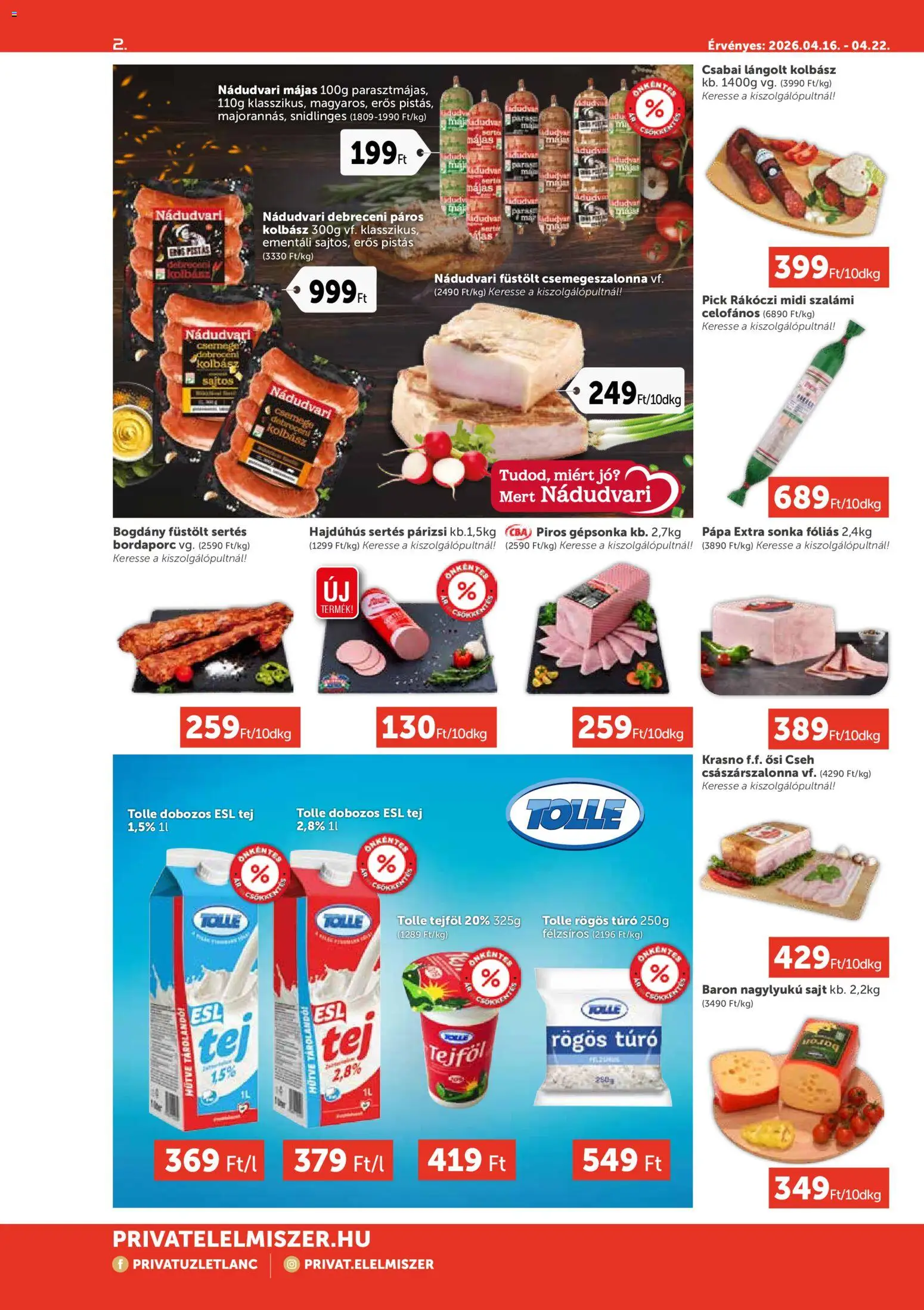 PRIVÁT akciós ujság - amely érvényes a következő dátumtól: 16.04.2026 | Oldal: 2