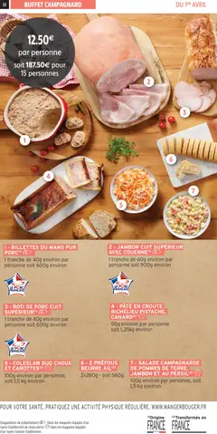 Intermarché - Prévisualisation de 1 - RILLETTES DU MANS PUR PORC, 1 tranche de 40g environ par personne soit 600g environ valide à partir de 01.04.2026 | Page: 10