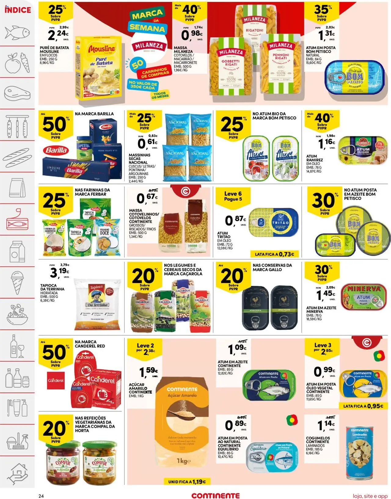 Continente folheto │ válido de 21.10.2025 | Página: 24 | Produtos: Tapioca, Óleo, Açúcar, Massa milaneza