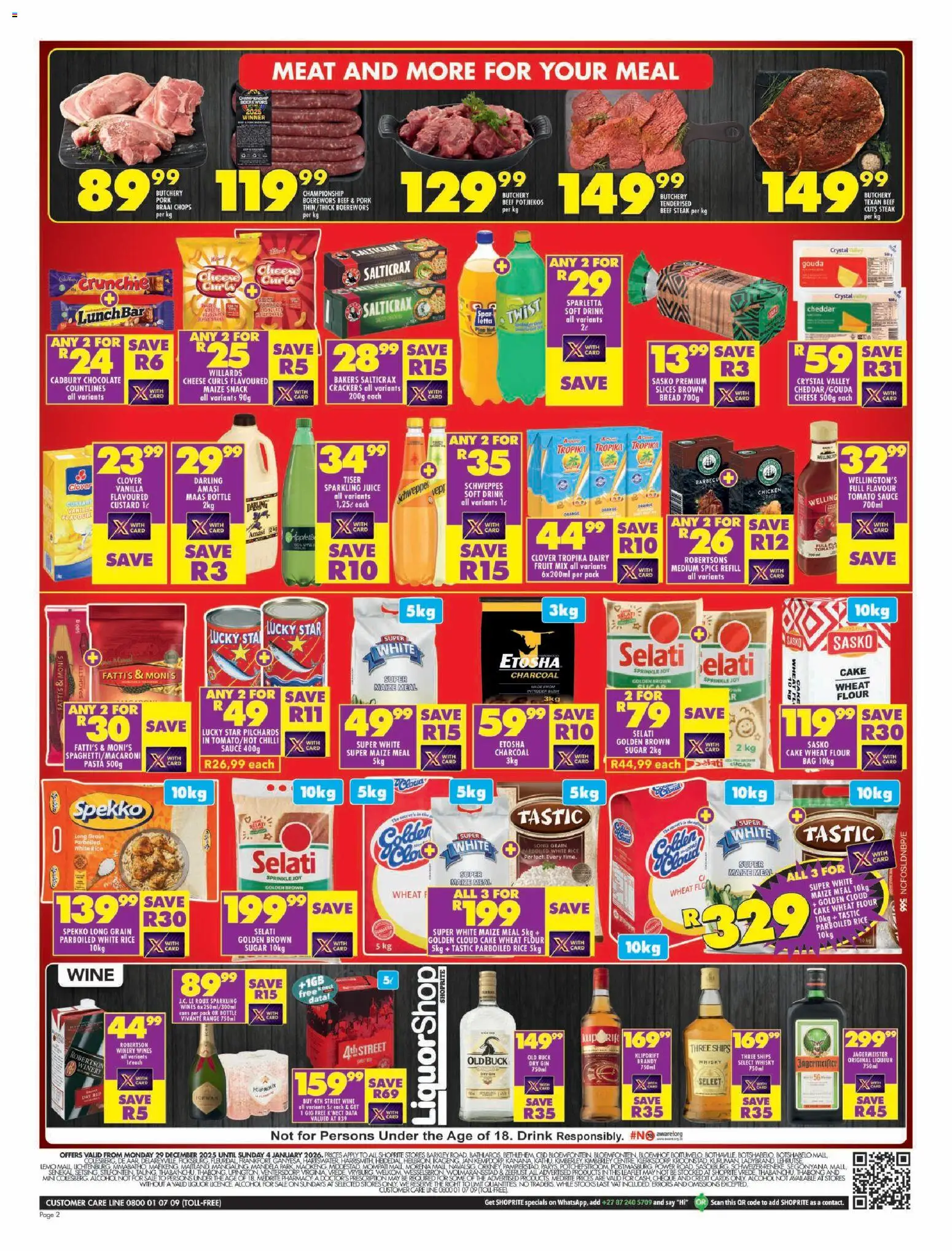 New Shoprite catalogue – valid from 29.12.2025 | Page: 2 | Products: Chocolate, Juice, Pork, Beef
