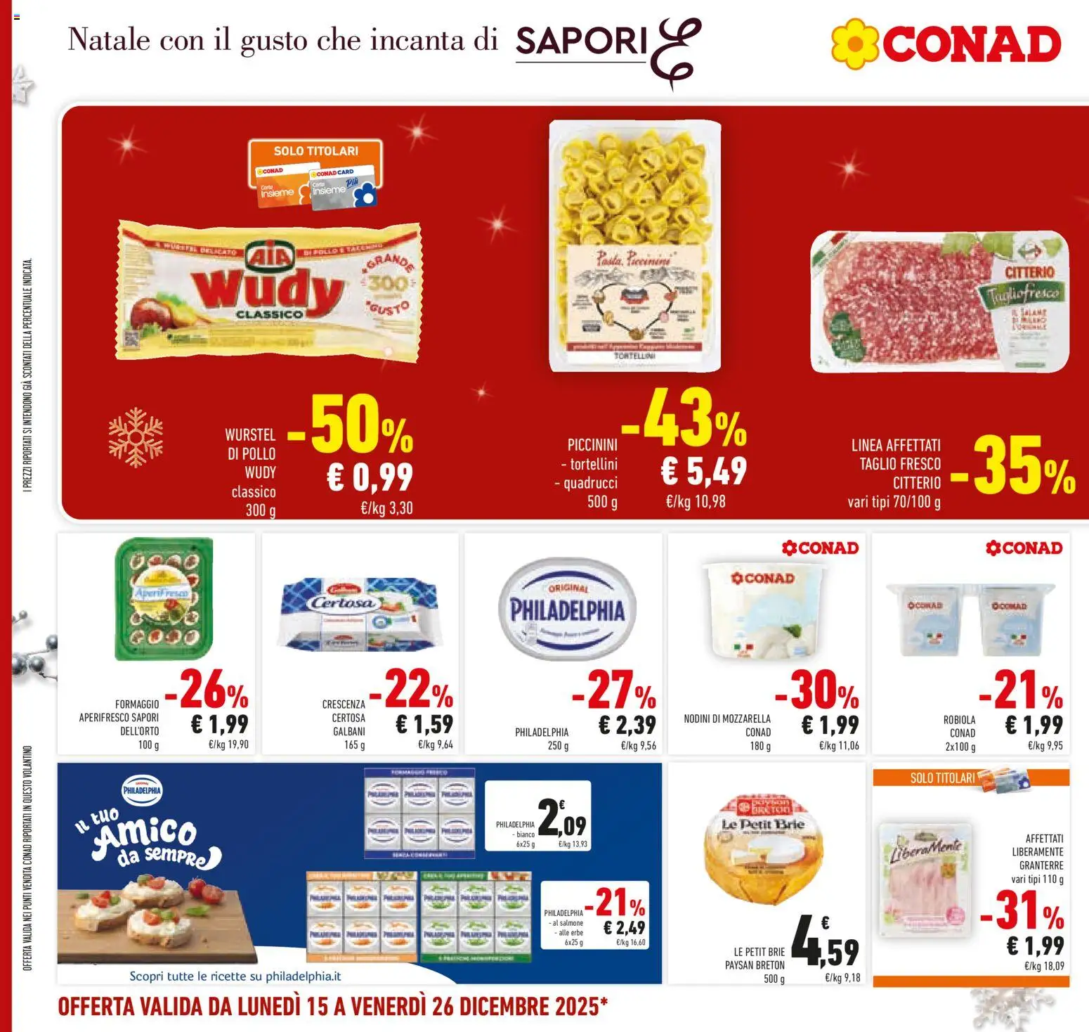 Volantino Conad del 15.12.2025 | Pagina: 32 | Prodotti: Pollo, Salmone, Pasta, Tortelloni