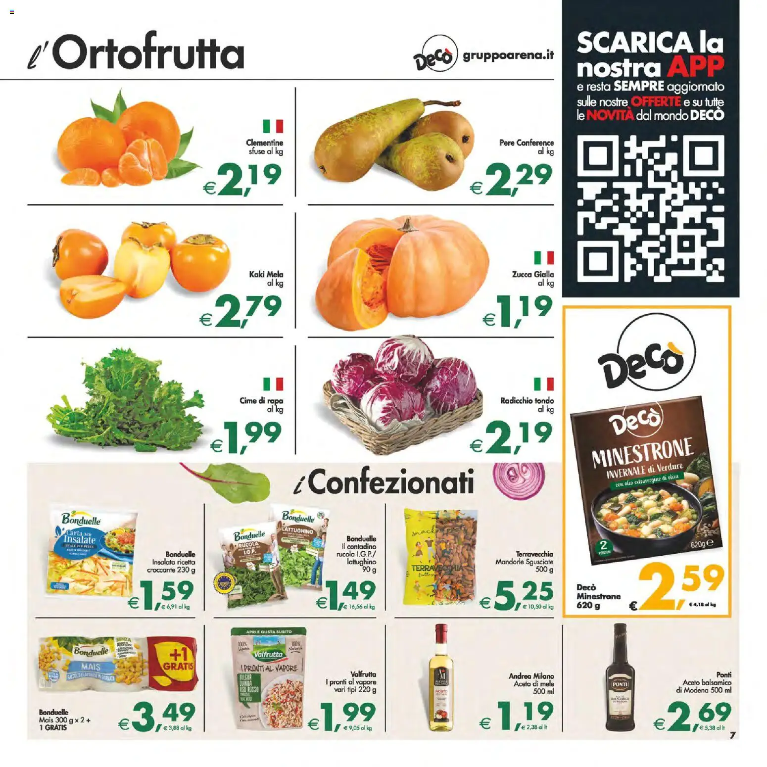 Volantino Decò del 24.10.2025 | Pagina: 7 | Prodotti: Minestrone, Pesce, Olio, Mandorle