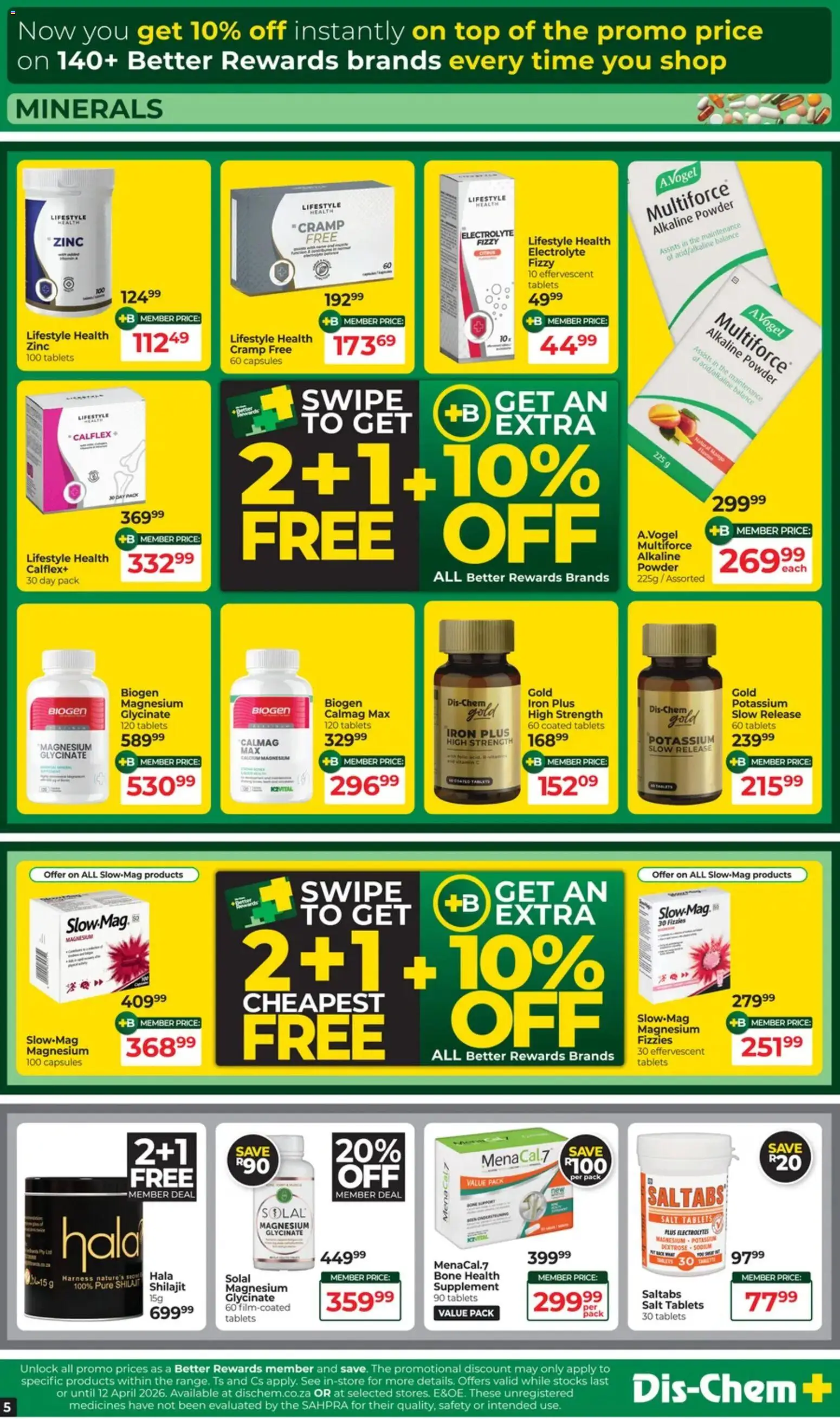 New Dis-Chem catalogue – valid from 17.03.2026 | Page: 5 | Products: Iron, Powder, Salt, Mango