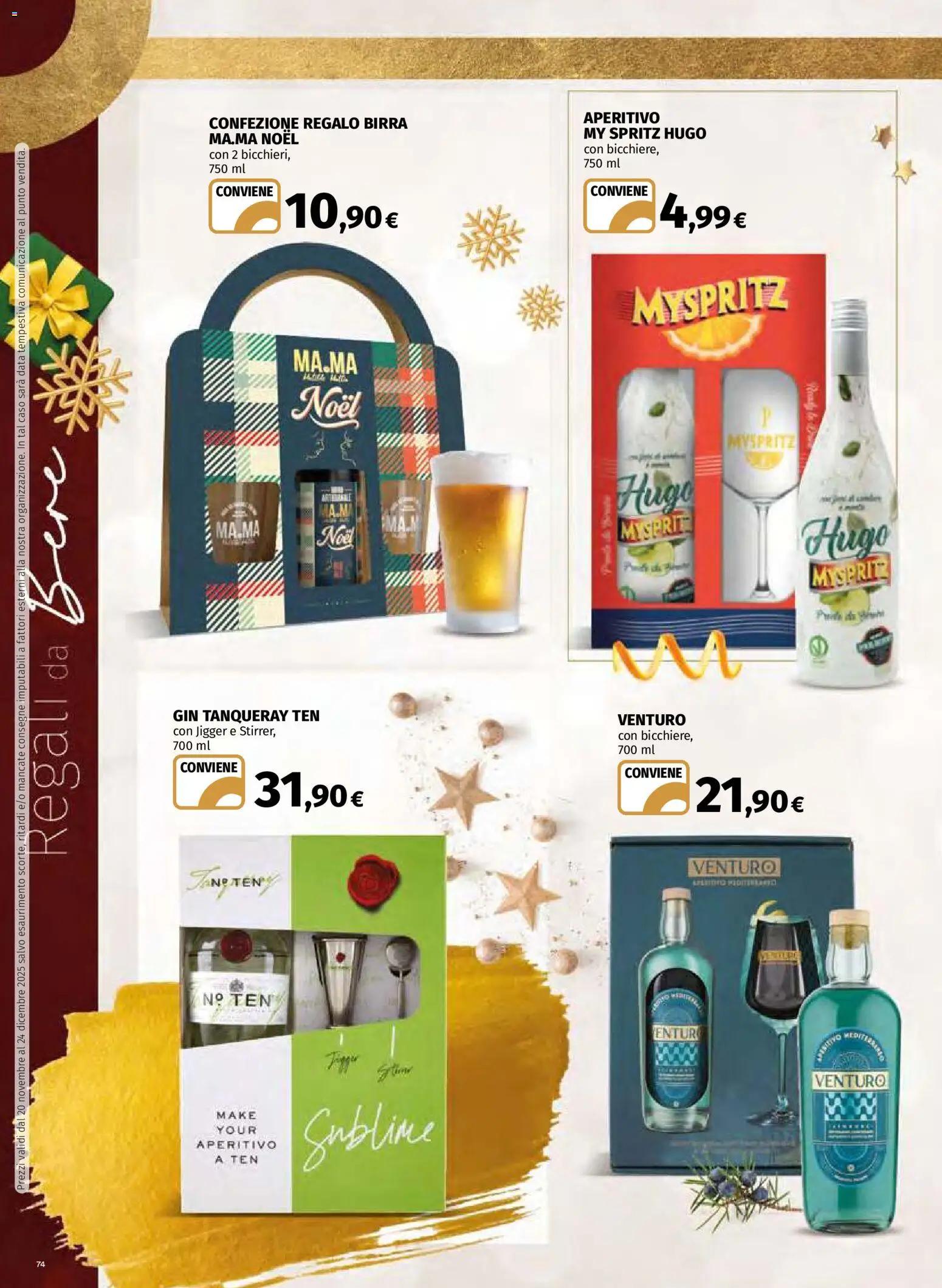 Volantino Ipercoop del 20.11.2025 | Pagina: 74 | Prodotti: Birra, Gin, Data, Aperitivo