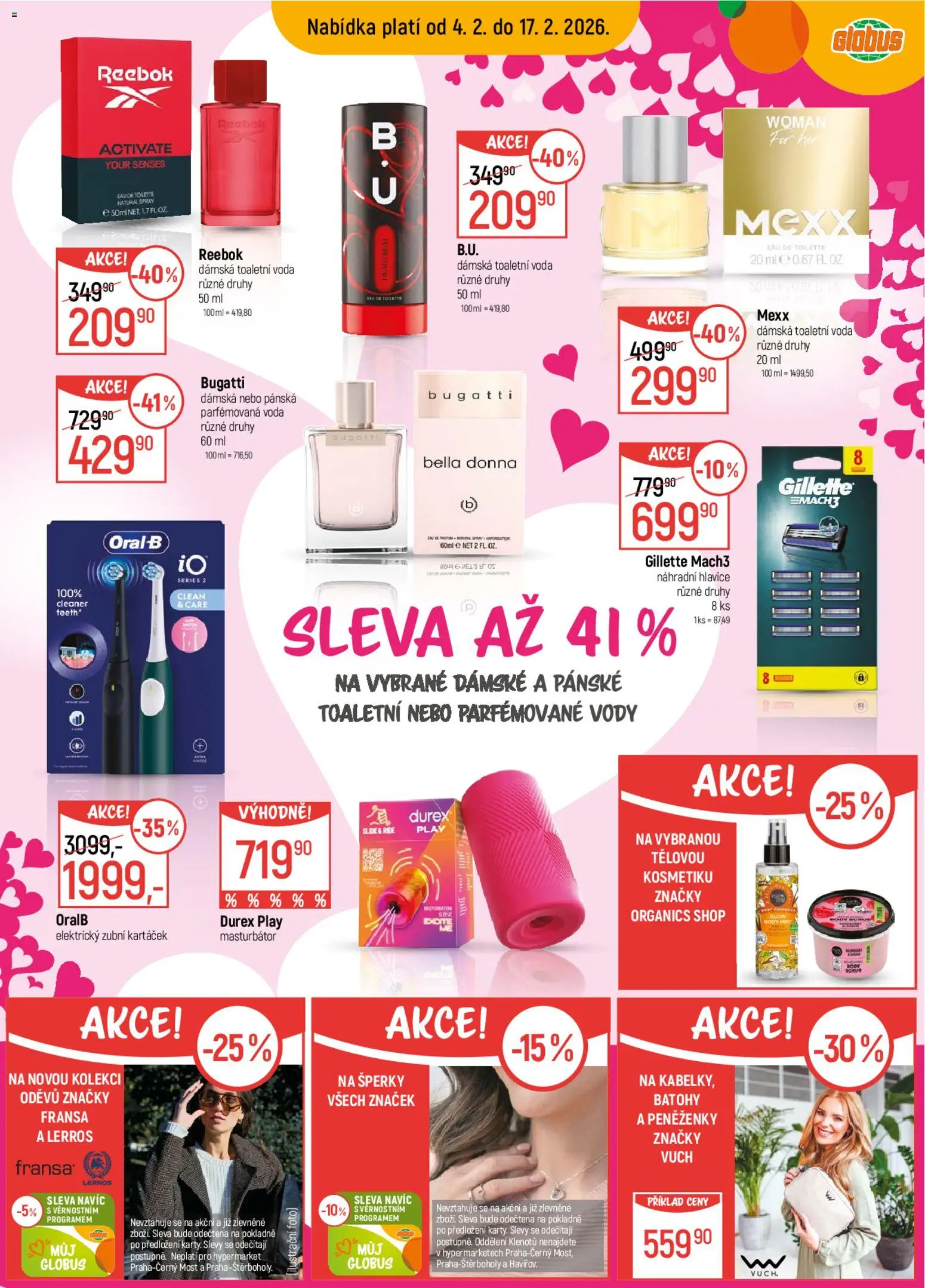 Globus leták od 04.02.2026 | Strana: 15 | Produkty: Voda, Bugatti, Šperky, Durex