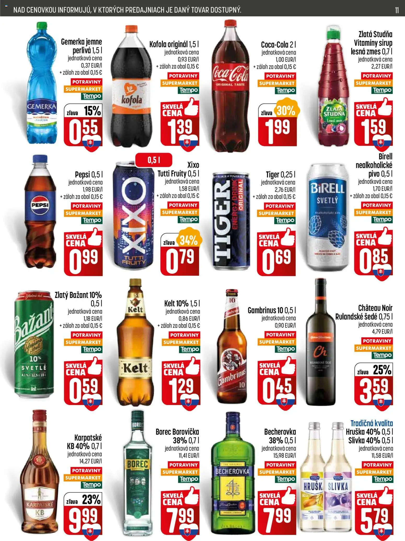 Nové COOP Jednota akcie – leták je platný od 26.02.2026 | Strana: 11 | Produkty: Becherovka, Kelt, Zlatý Bažant, Gambrinus