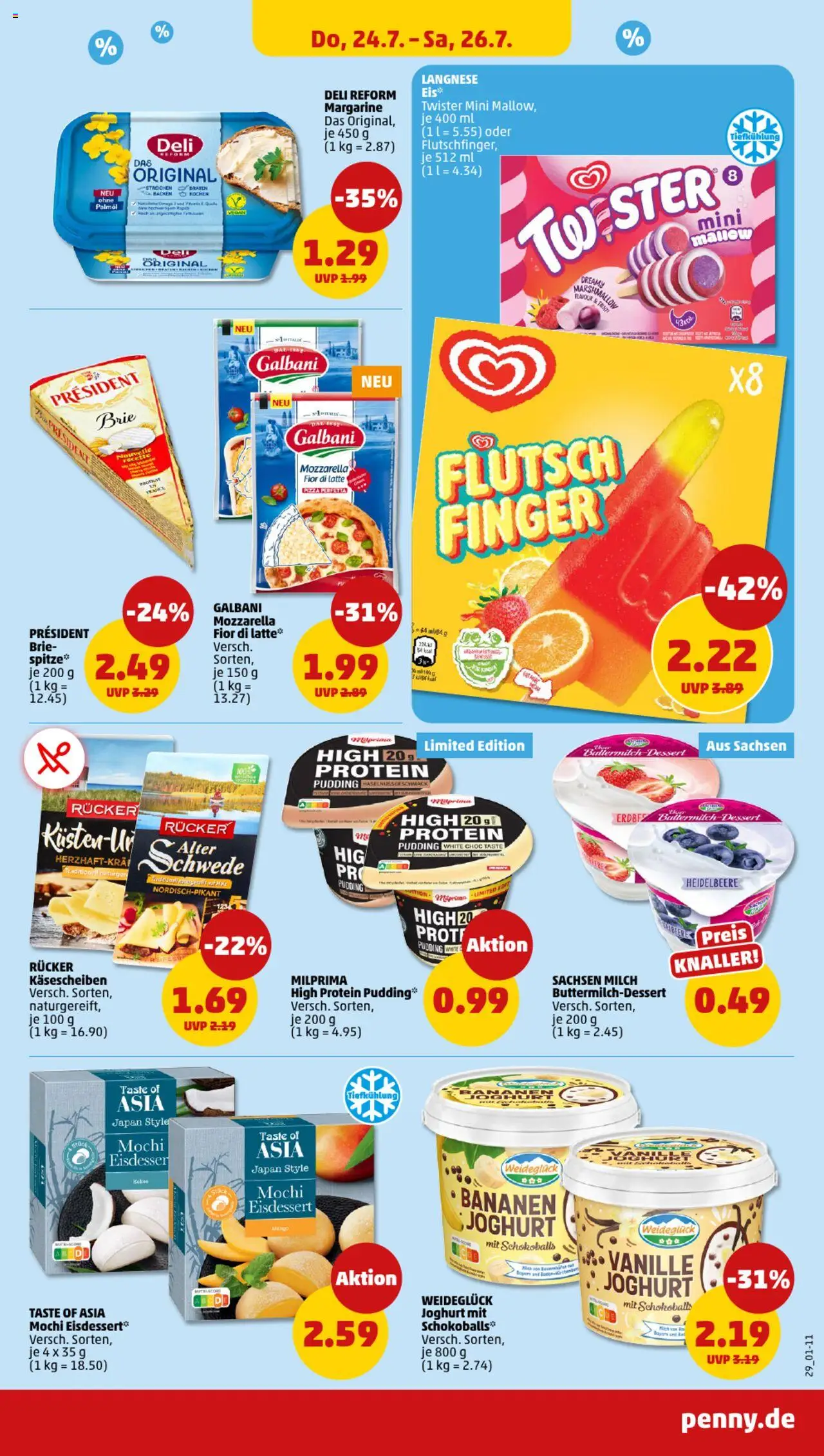 Penny Prospekt 	 - gültig ab dem 21.07.2025 | Seite: 29 | Produkte: Margarine, Milch, Mozzarella, Mochi