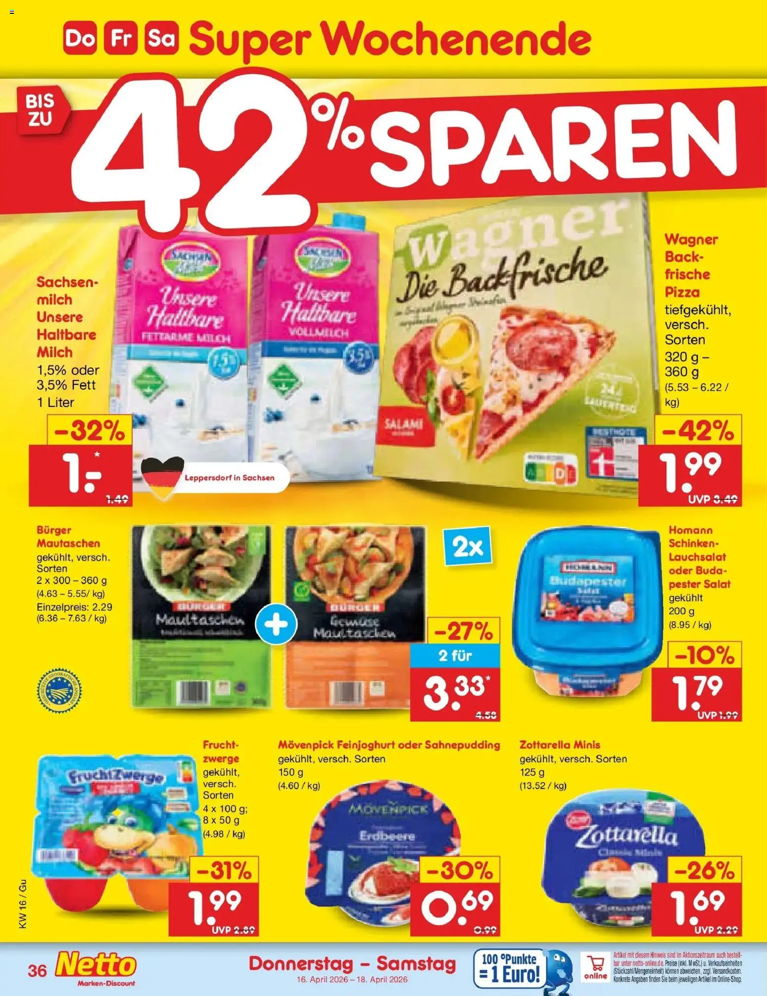 Netto Marken-Discount Prospekt Augustusburg	 – gültig ab 13.04.2026 | Seite: 58 | Produkte: Milch, Fruchtzwerge, Burger, Maultaschen