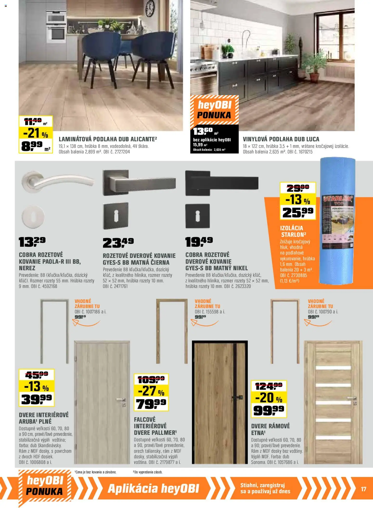 Nové OBI akcie – leták je platný od 01.12.2025 | Strana: 17 | Produkty: Dvere interiérové, Vinylová podlaha, Kovanie, Rám