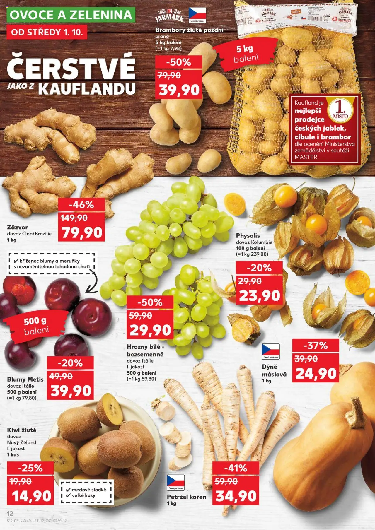 Kaufland leták od 01.10.2025 | Strana: 12 | Produkty: Ovoce a zelenina, Zelenina, Dýně, Meruňky