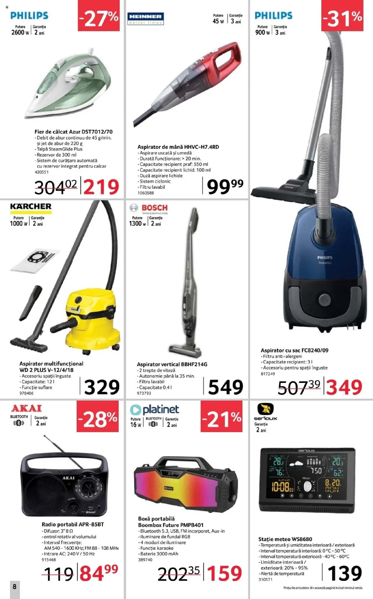 Noul catalog Selgros – valabil de la 03.10.2025 | Pagină: 8 | Produse: Fier de călcat, Difuzor, Aspirator, Baterie