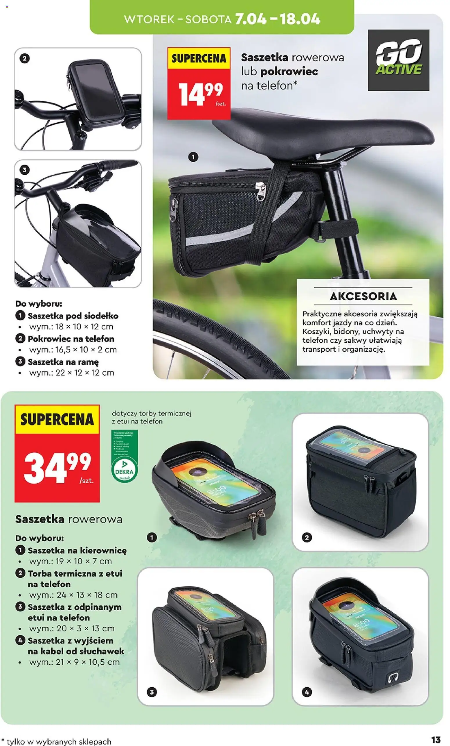 Biedronka gazetka - Hity i inspiracje od 07.04.2026 | Strona: 13 | Produkty: Telefon, Kabel, Torba, Saszetka rowerowa