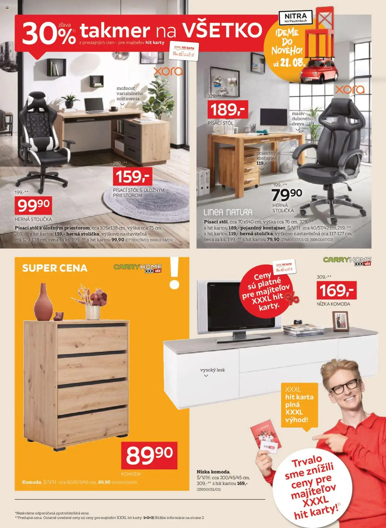 XXXLutz zľava 30 % takmer na všetko │ platný od 18.08.2025 | Strana: 8 | Produkty: Herná stolička, Stôl, Písací stôl, Komoda