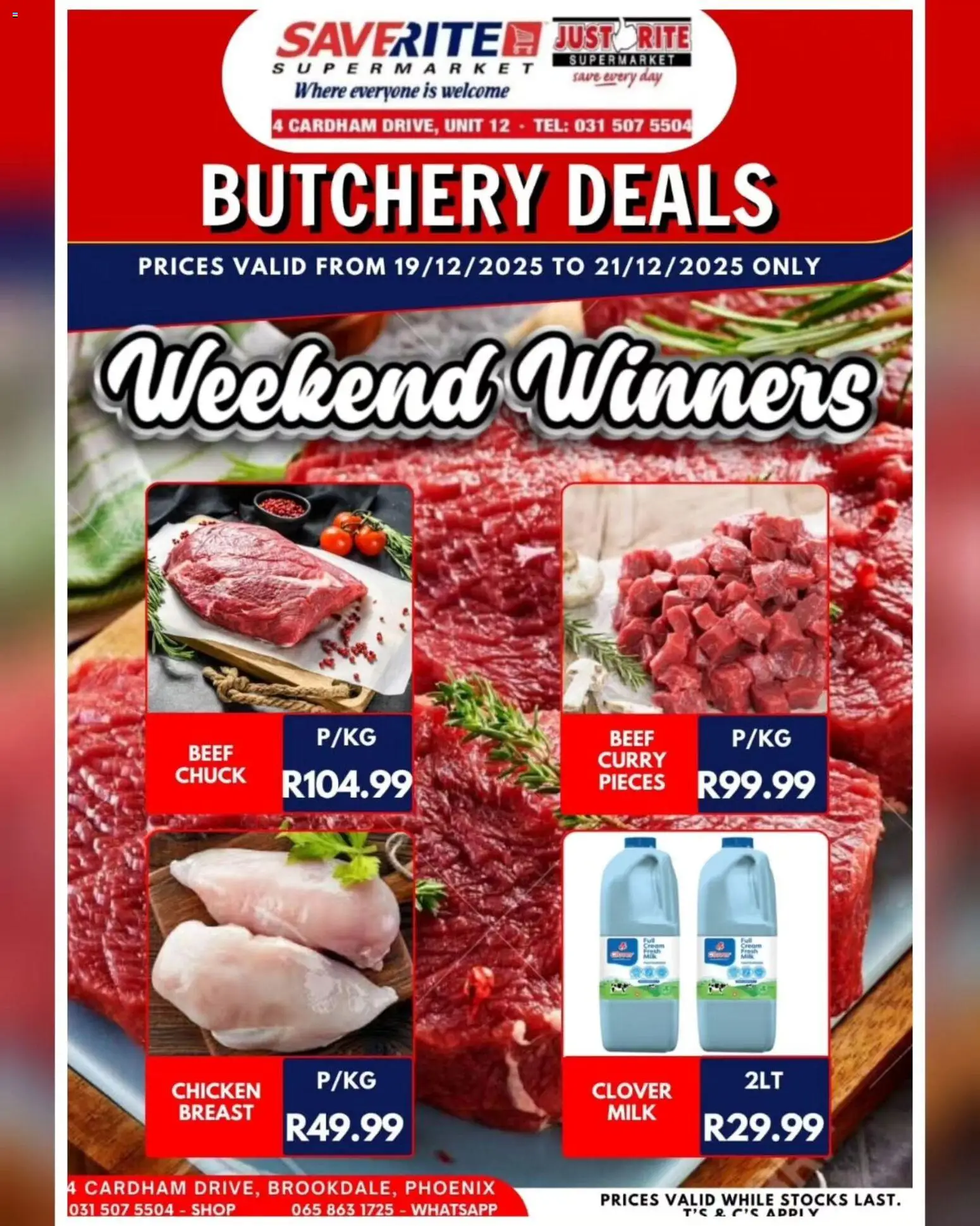 New Saverite catalogue – valid from 19.12.2025 | Page: 1 | Products: Milk, Chicken, Beef, Cream