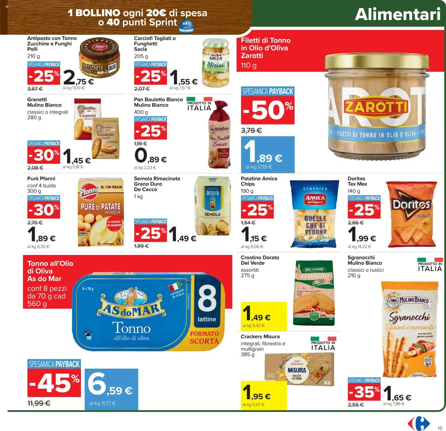 Volantino Carrefour del 27.01.2026 | Pagina: 15 | Prodotti: Patate, Olio, Carciofi, Zucchine