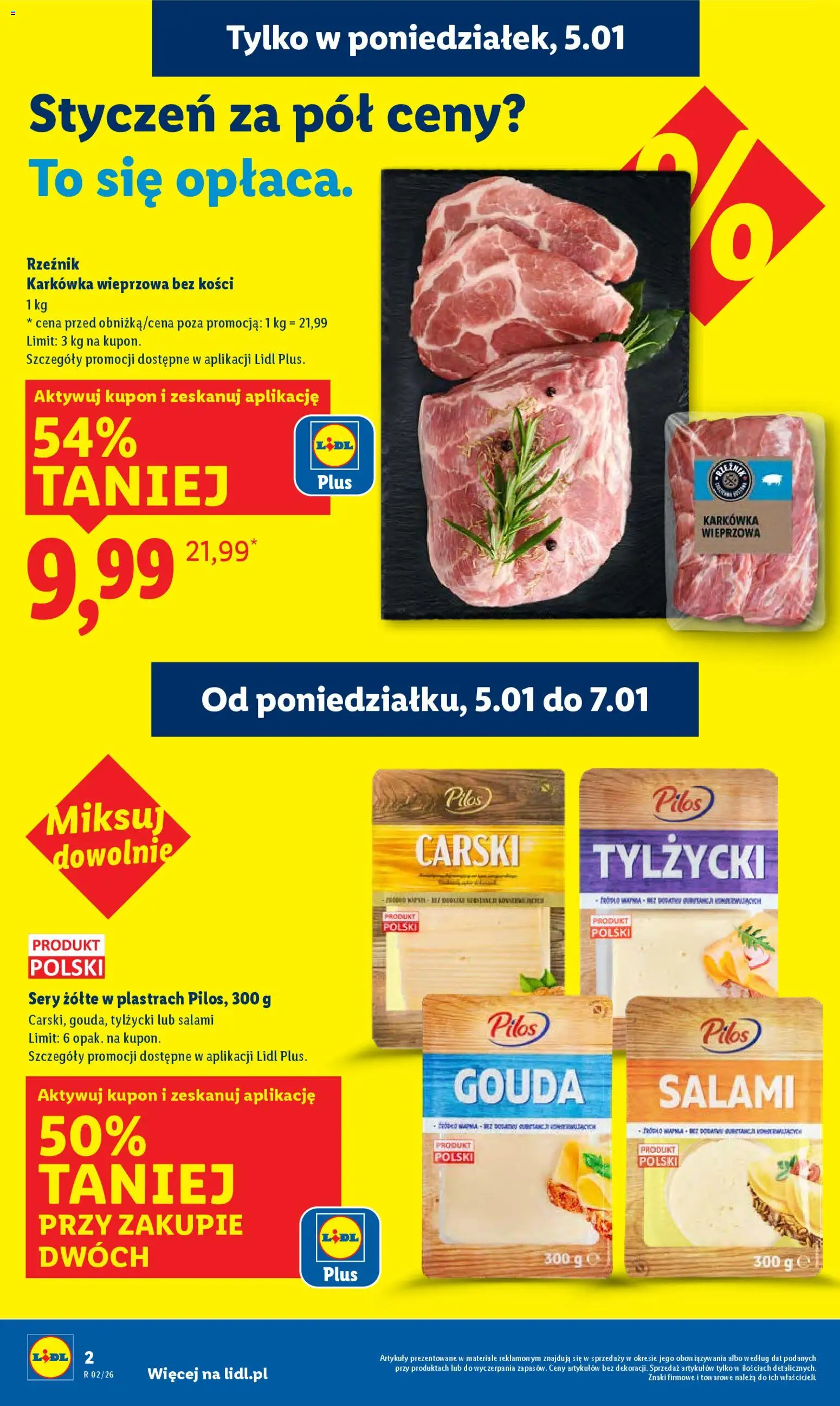 Lidl Gazetka od 05.01.2026 | Strona: 2 | Produkty: Karkówka, Karkówka wieprzowa, Sery, Ser
