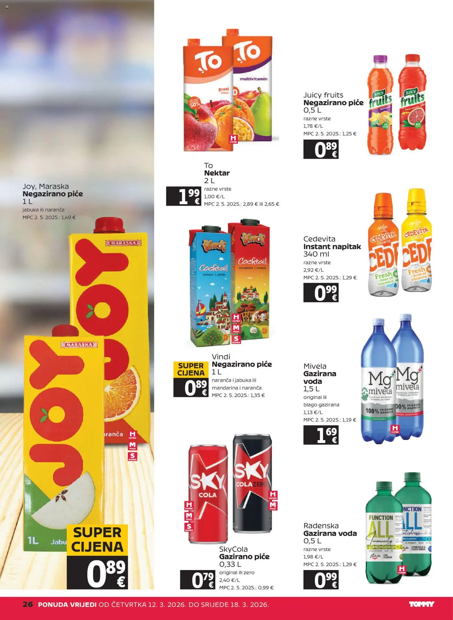 Tommy katalog | vrijedi od 12.03.2026 | Stranica: 26 | Proizvodi: Radenska, Mandarina, Voda, Cedevita