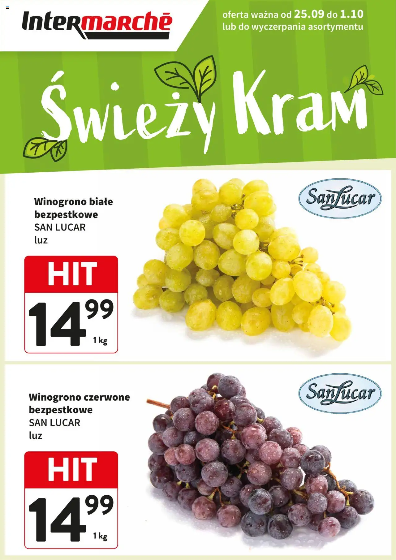 Intermarche Gazetka - Świeży Hit od 25.09.2025 | Strona: 1 | Produkty: Winogrono