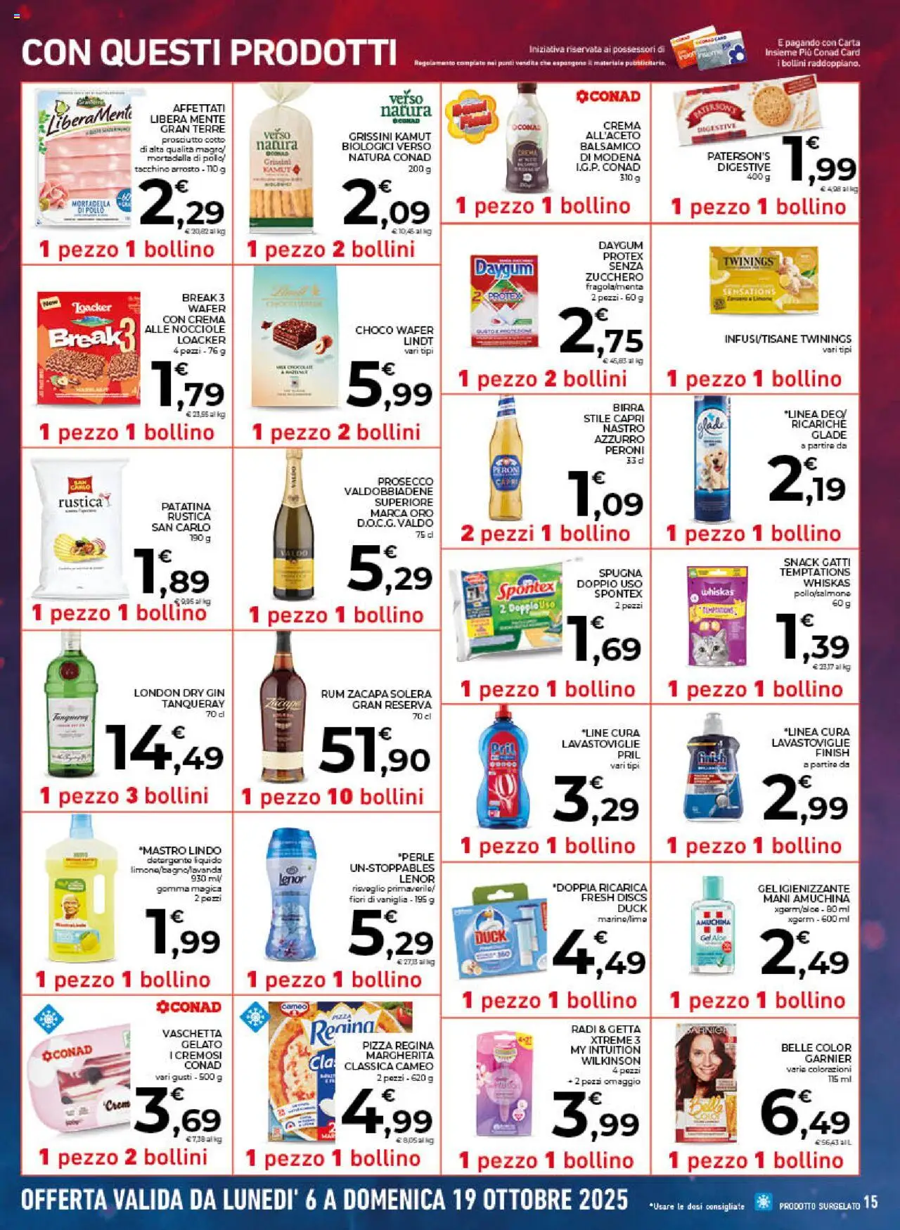 Volantino Conad del 09.10.2025 | Pagina: 15 | Prodotti: Pizza, Gin, Nocciole, Mortadella