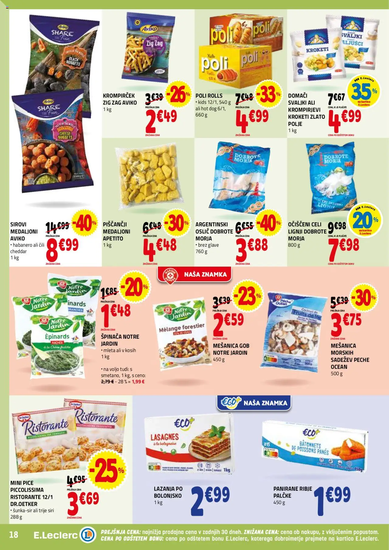Novi E.leclerc katalog ponudbe – veljaven od 01.10.2025 | Stran: 18 | Izdelki: Lignji, Oslič, Cheddar, Cili