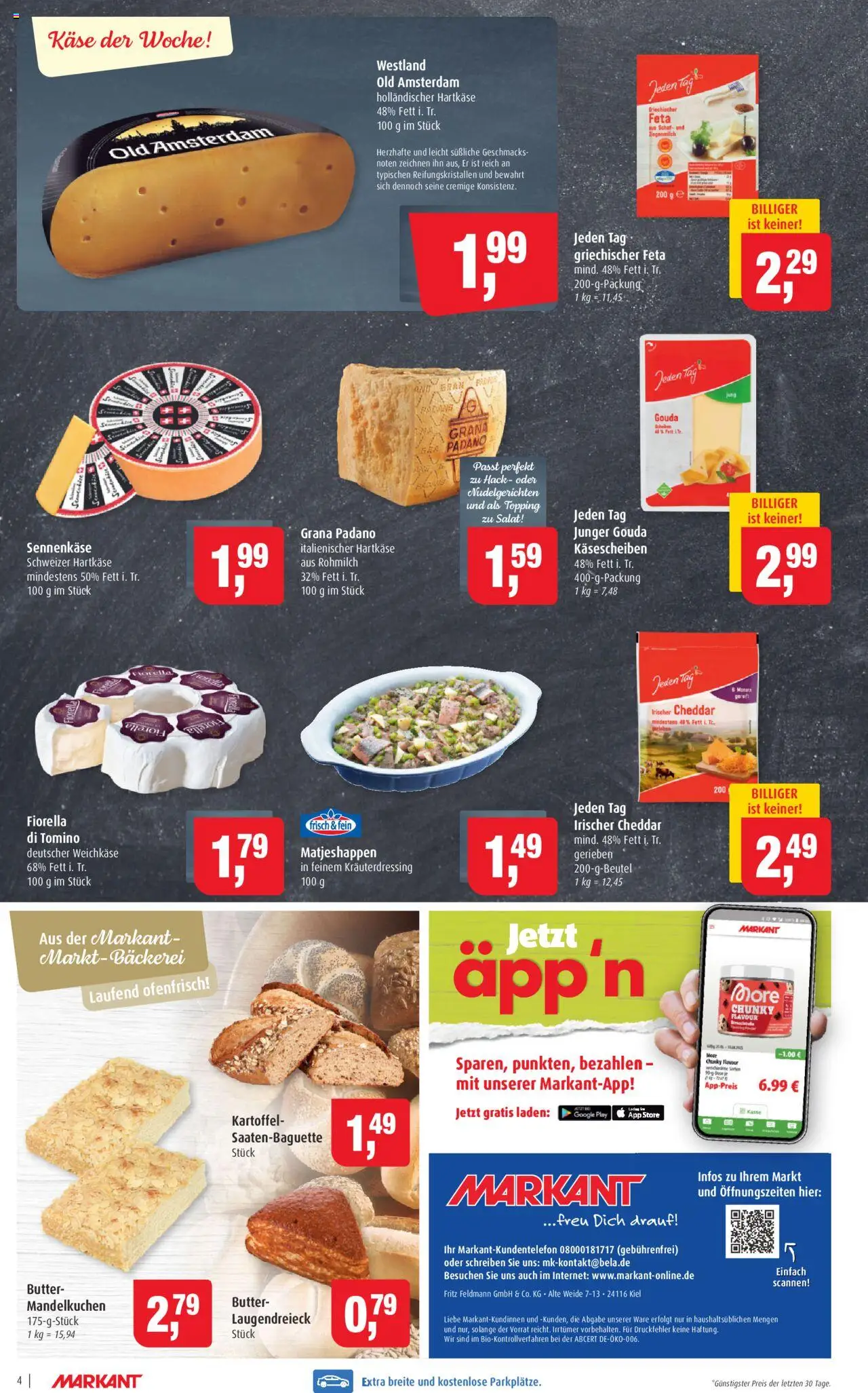 Markant Prospekt 	 - gültig ab dem 25.08.2025 | Seite: 4 | Produkte: Feta, Butter, Käse, Salat