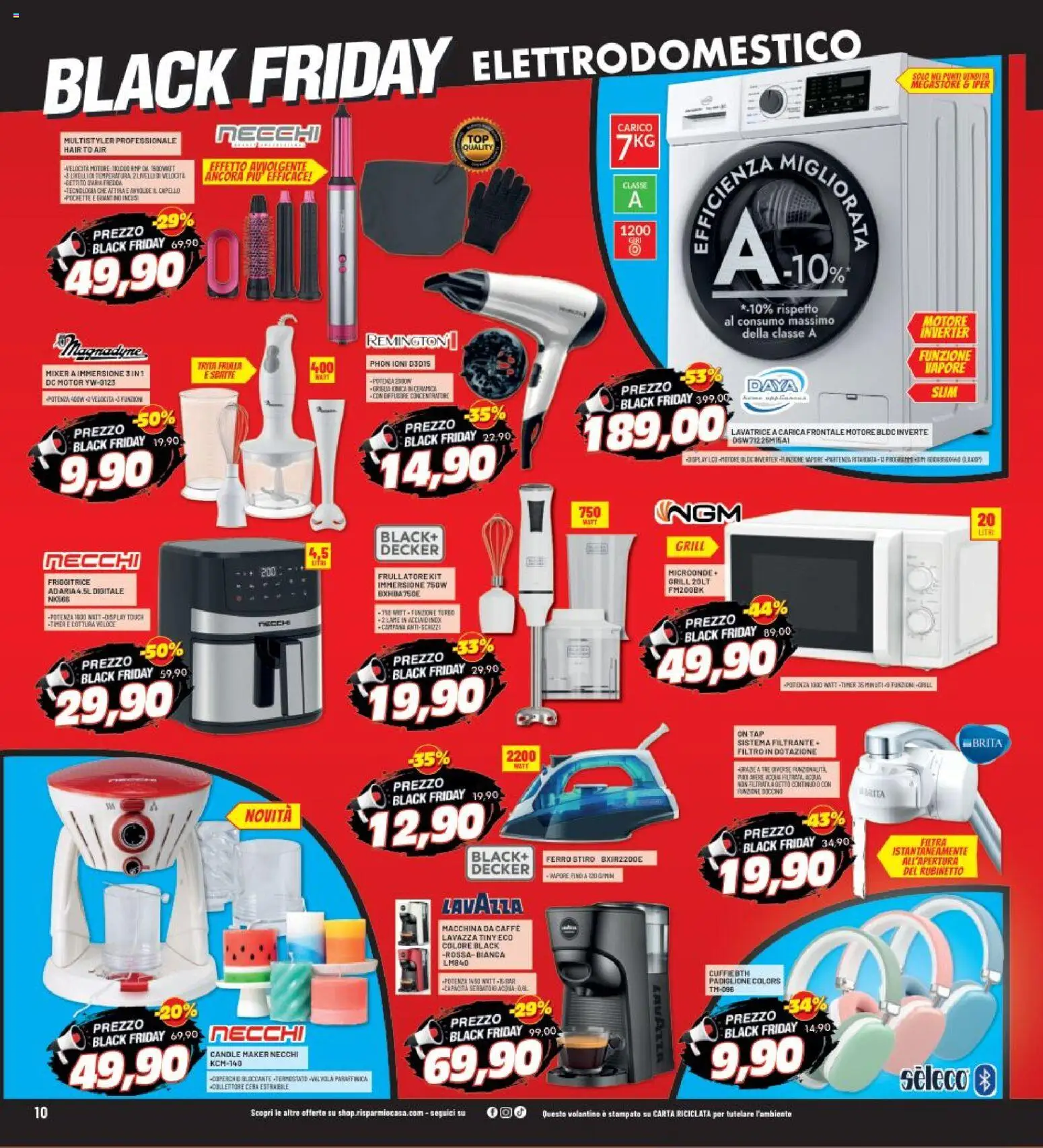 Volantino RisparmioCasa del 13.11.2025 | Pagina: 10 | Prodotti: Microonde, Caffè, Lavazza, Friggitrice