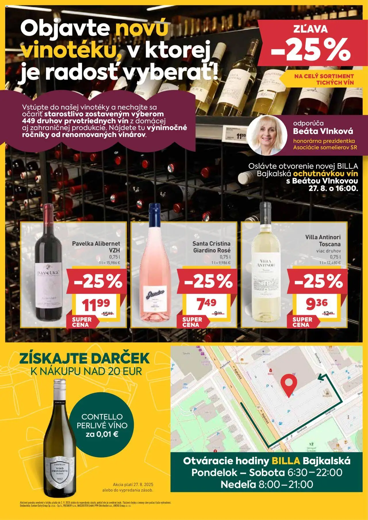 Billa Bajkalská │ platný od 27.08.2025 | Strana: 8 | Produkty: Hodiny, Víno, Perlivé víno