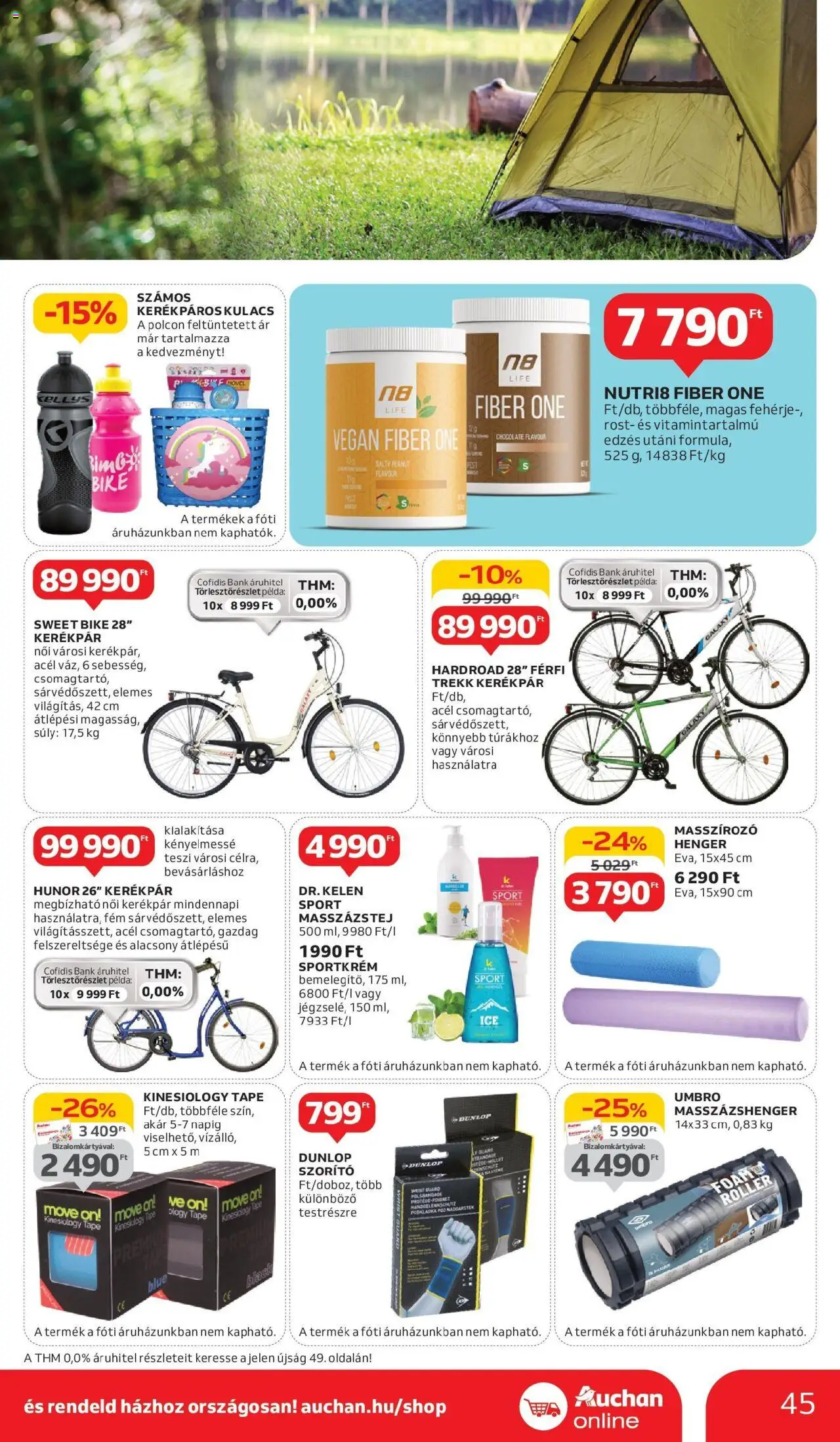 Auchan akciós ujság - amely érvényes a következő dátumtól: 29.05.2025 | Oldal: 45 | Termékek: Roller, Kulacs, Fehérje, Kerékpár