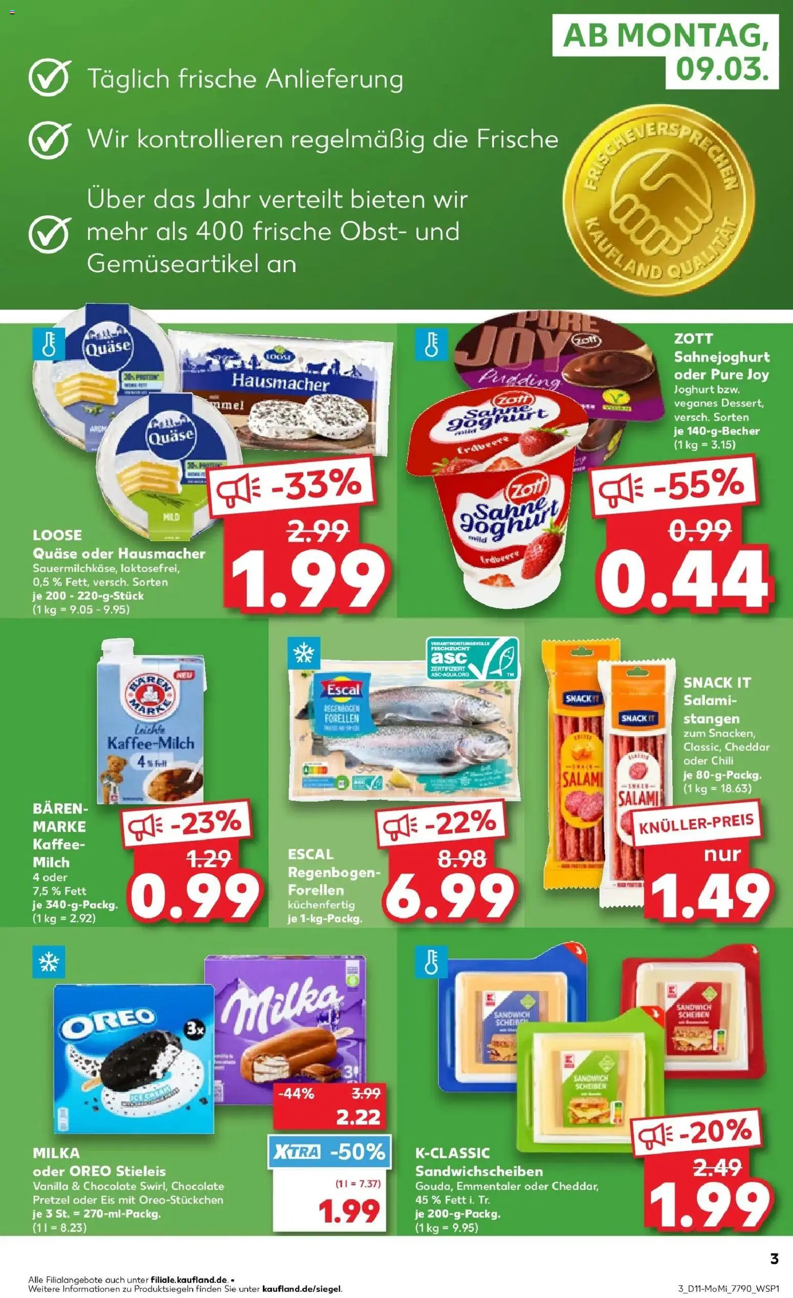Kaufland Prospekt Aschersleben	 – gültig ab 09.03.2026 | Seite: 3 | Produkte: Milch, Kaffee, Milka, Salami