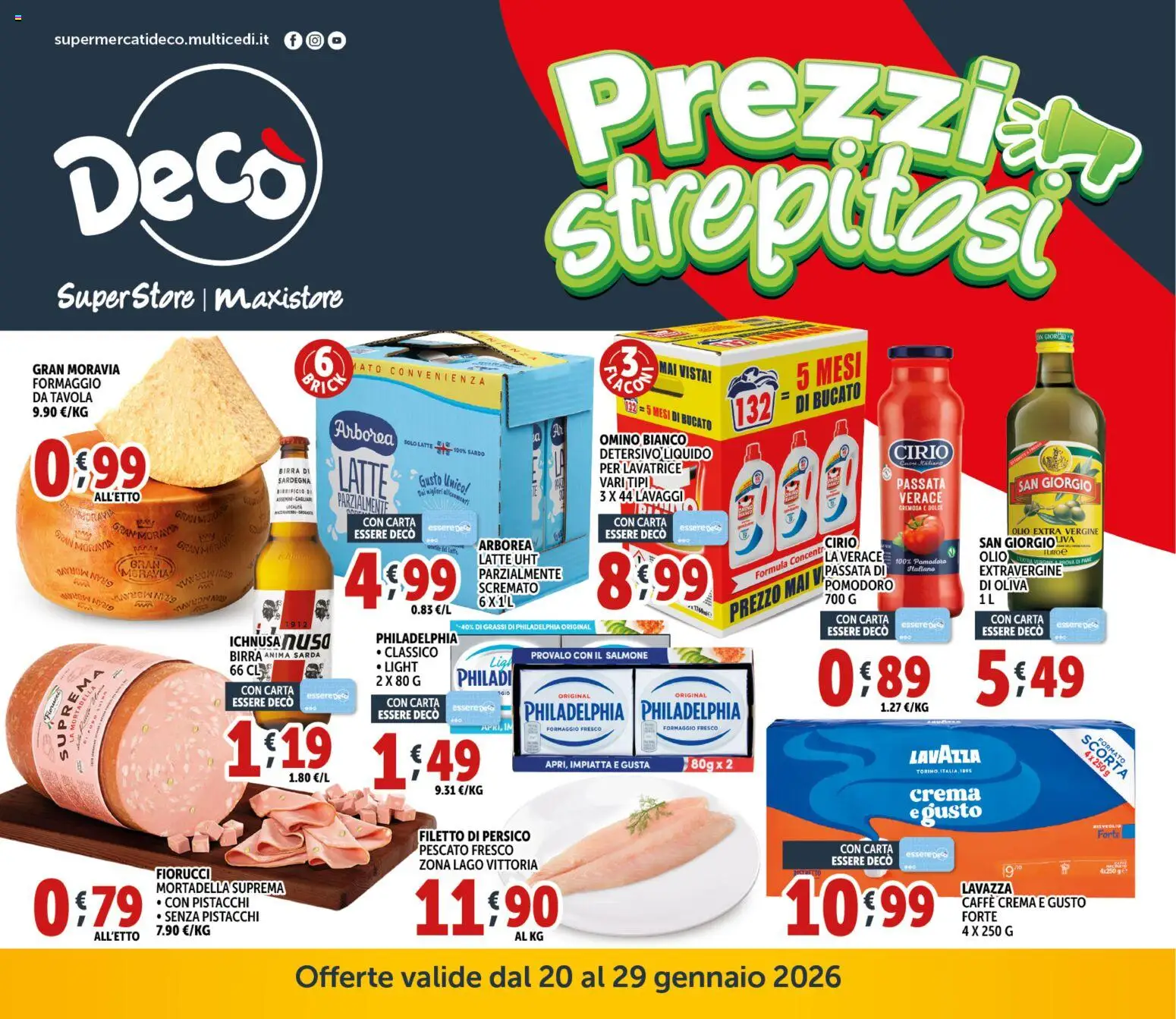 Volantino Decò del 20.01.2026 | Pagina: 1 | Prodotti: Pomodoro, Formaggio, Mortadella, Pistacchi