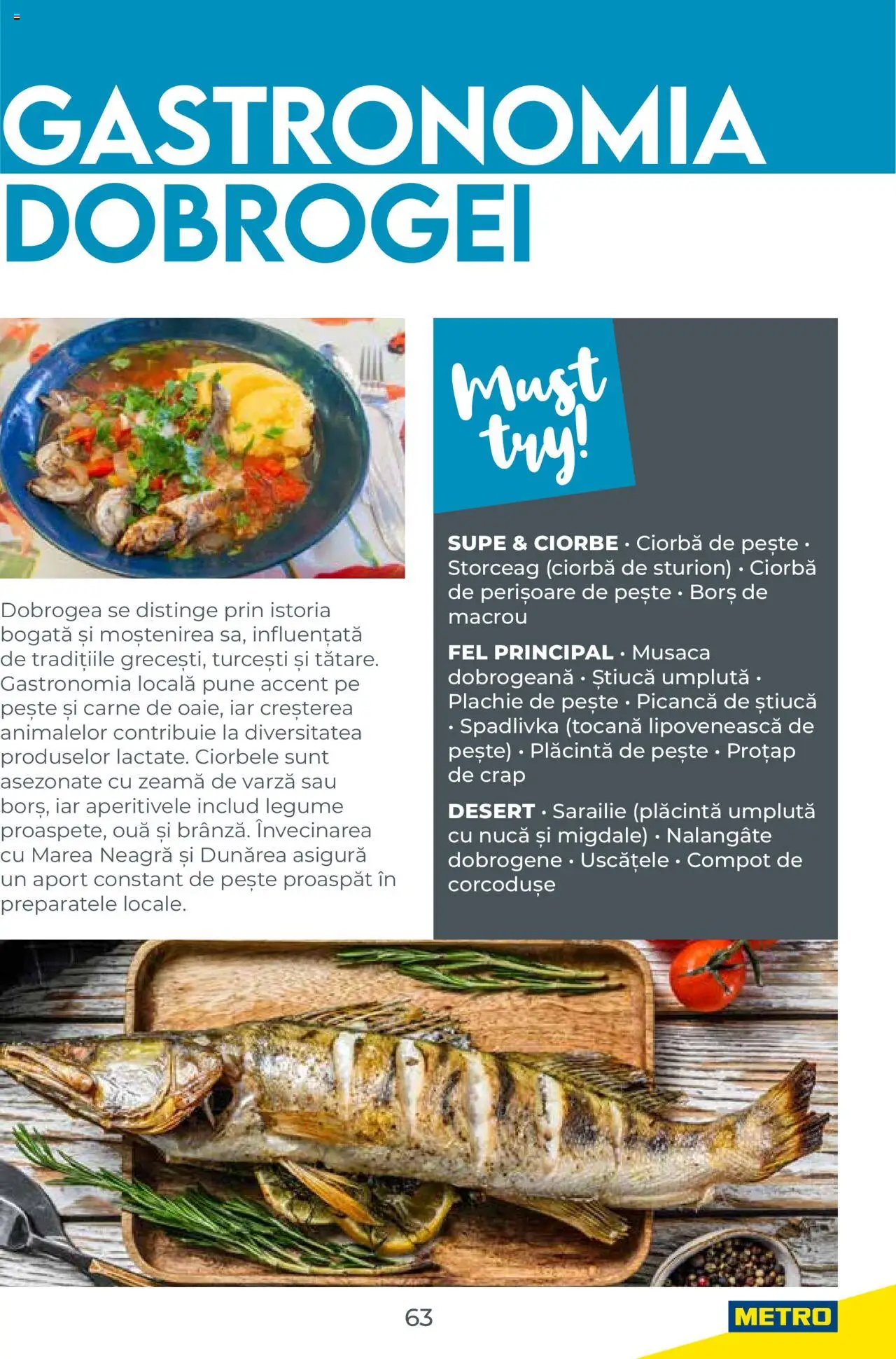 Metro catalog - Ghid de călătorie România – valabil de la 01.08.2025 | Pagină: 63 | Produse: Plăcintă, Pește, Compot, Legume