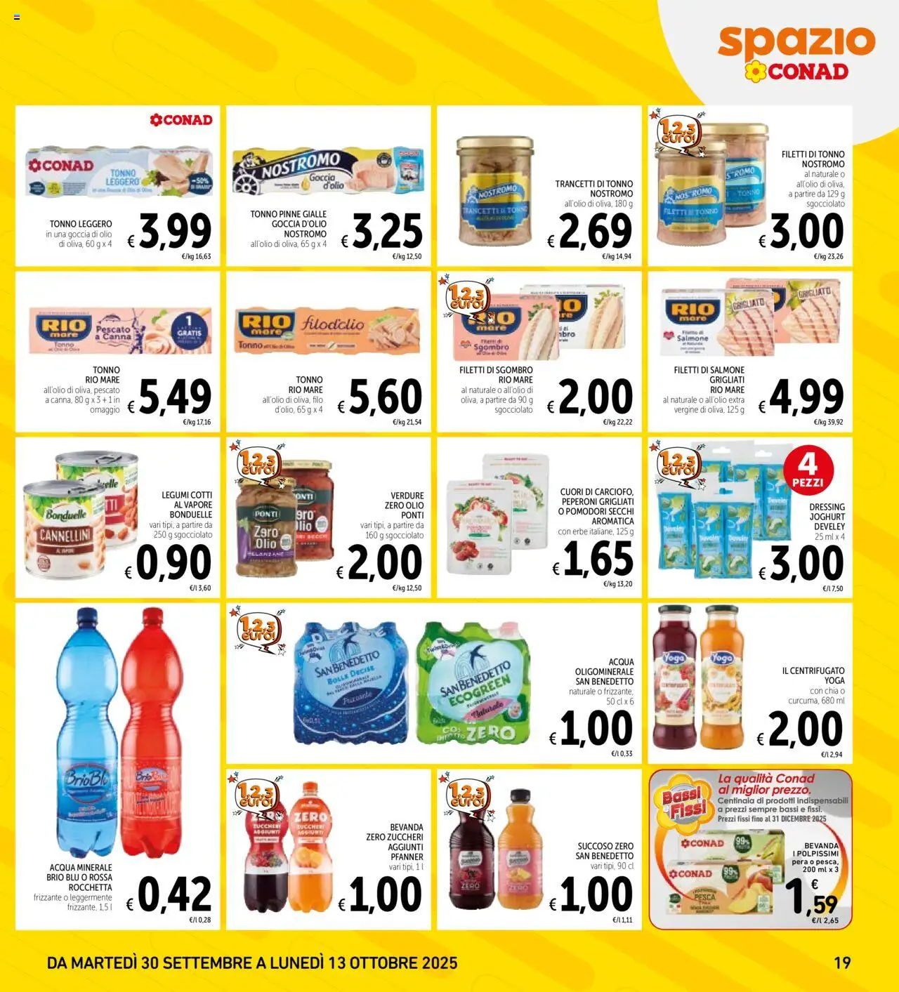 Volantino Spazio Conad del 30.09.2025 | Pagina: 19 | Prodotti: Acqua, Olio, Pesca, Tonno