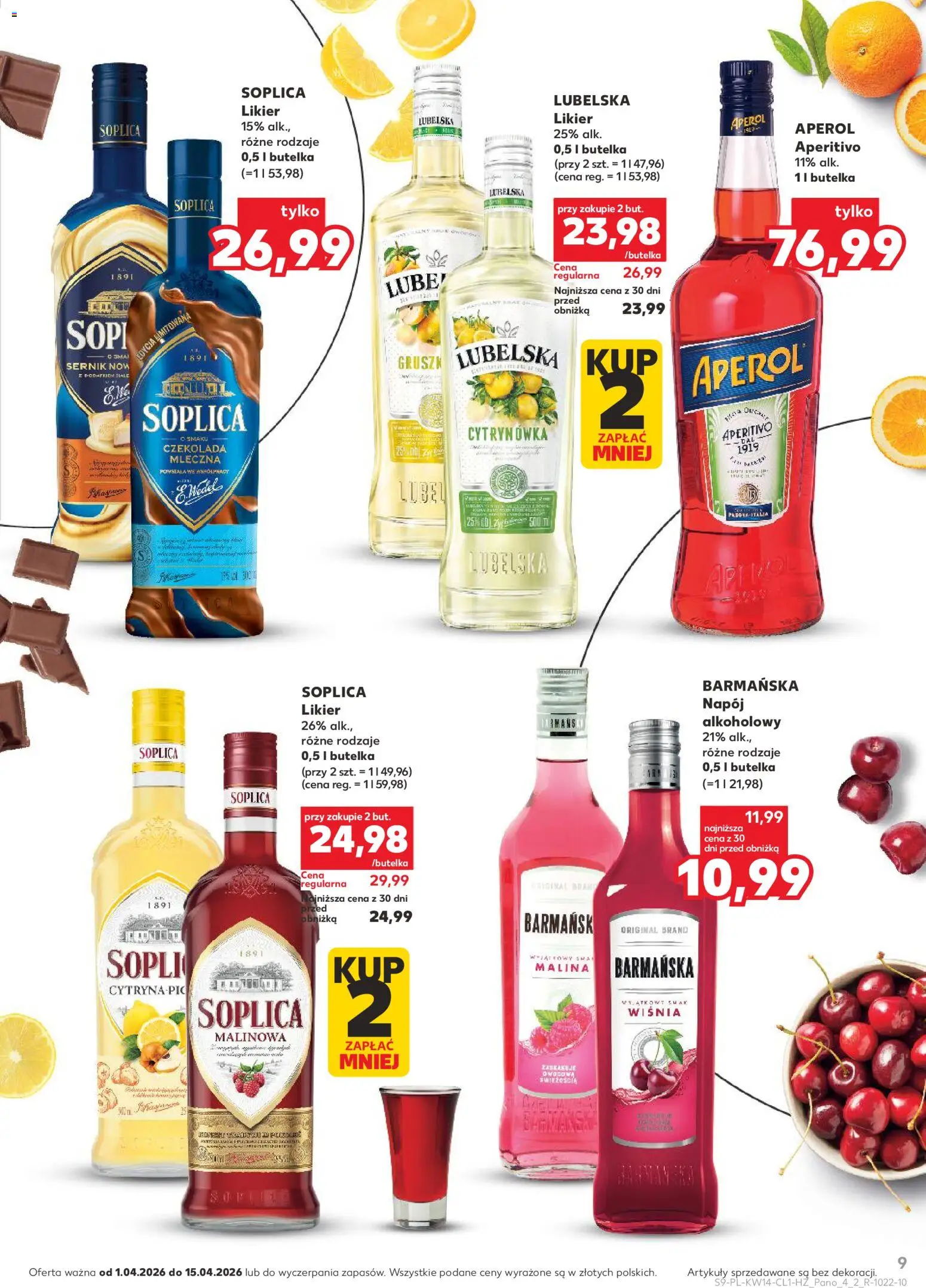 Kaufland Polsko leták - Barek od 01.04.2026 | Strana: 9 | Produkty: Aperitivo, Aperol